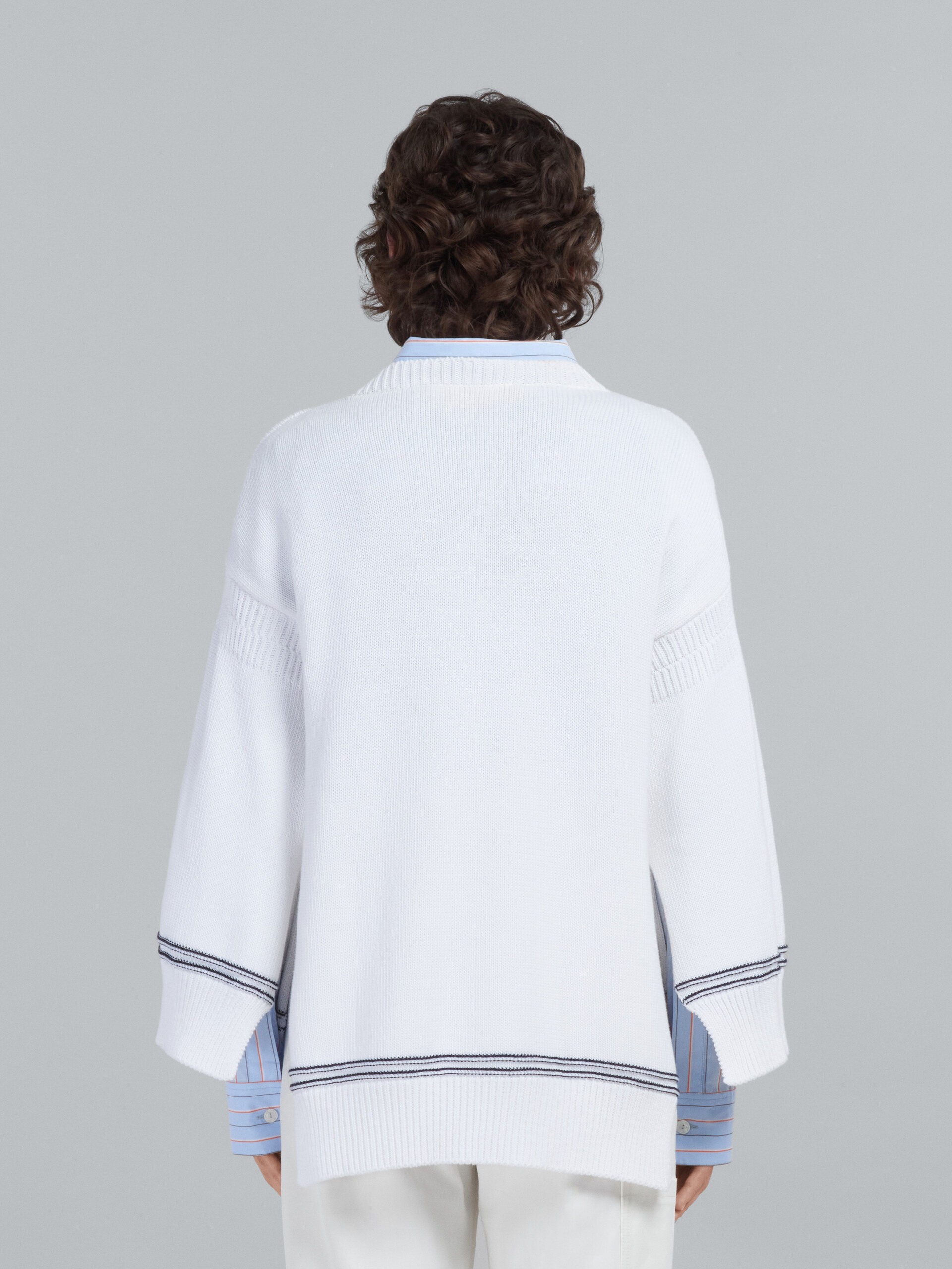 Maglia in cotone bianco con logo - Pullover - Image 3