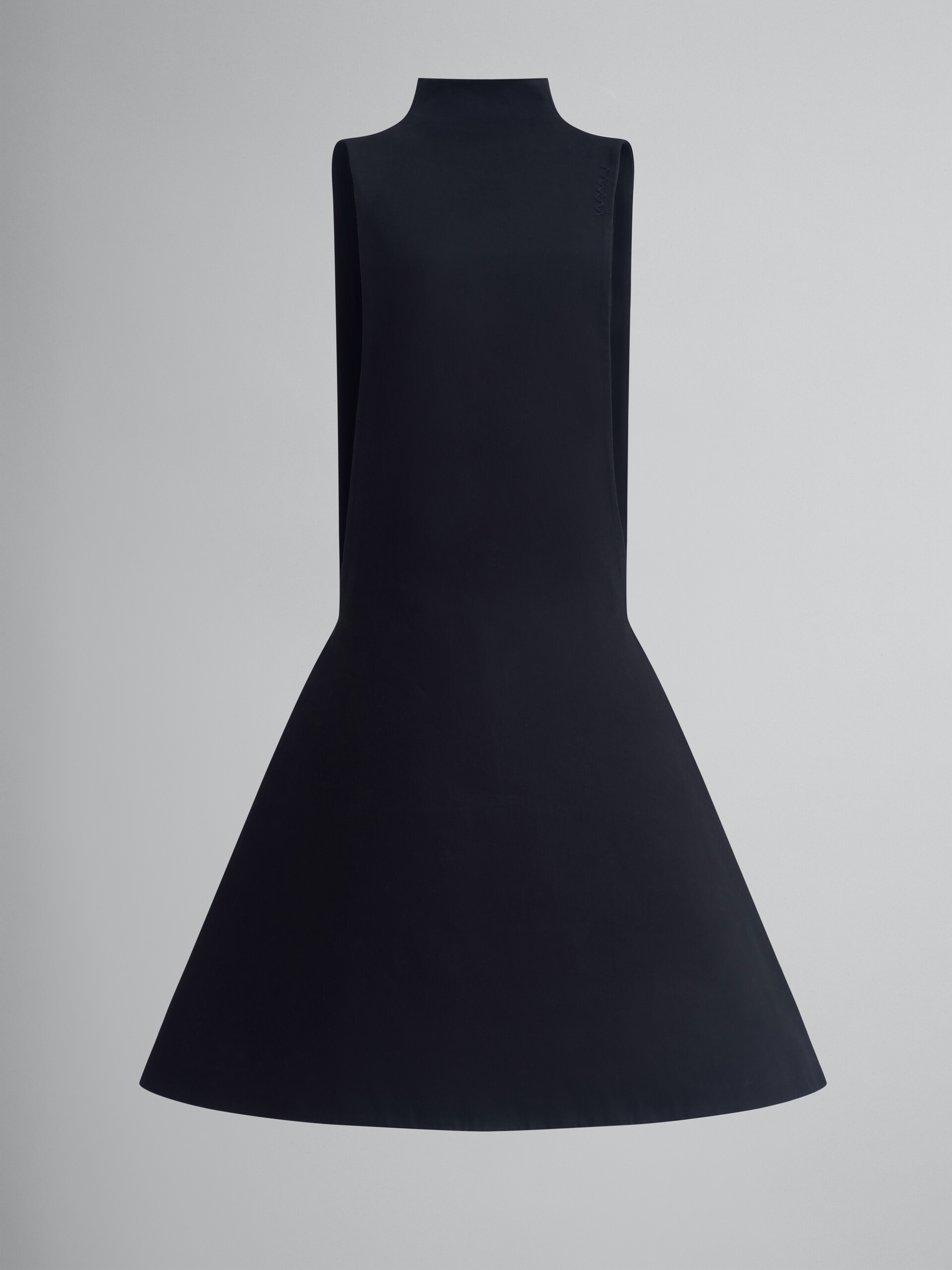 Vestido acampanado de satén de algodón orgánico negro - Vestidos - Image 1