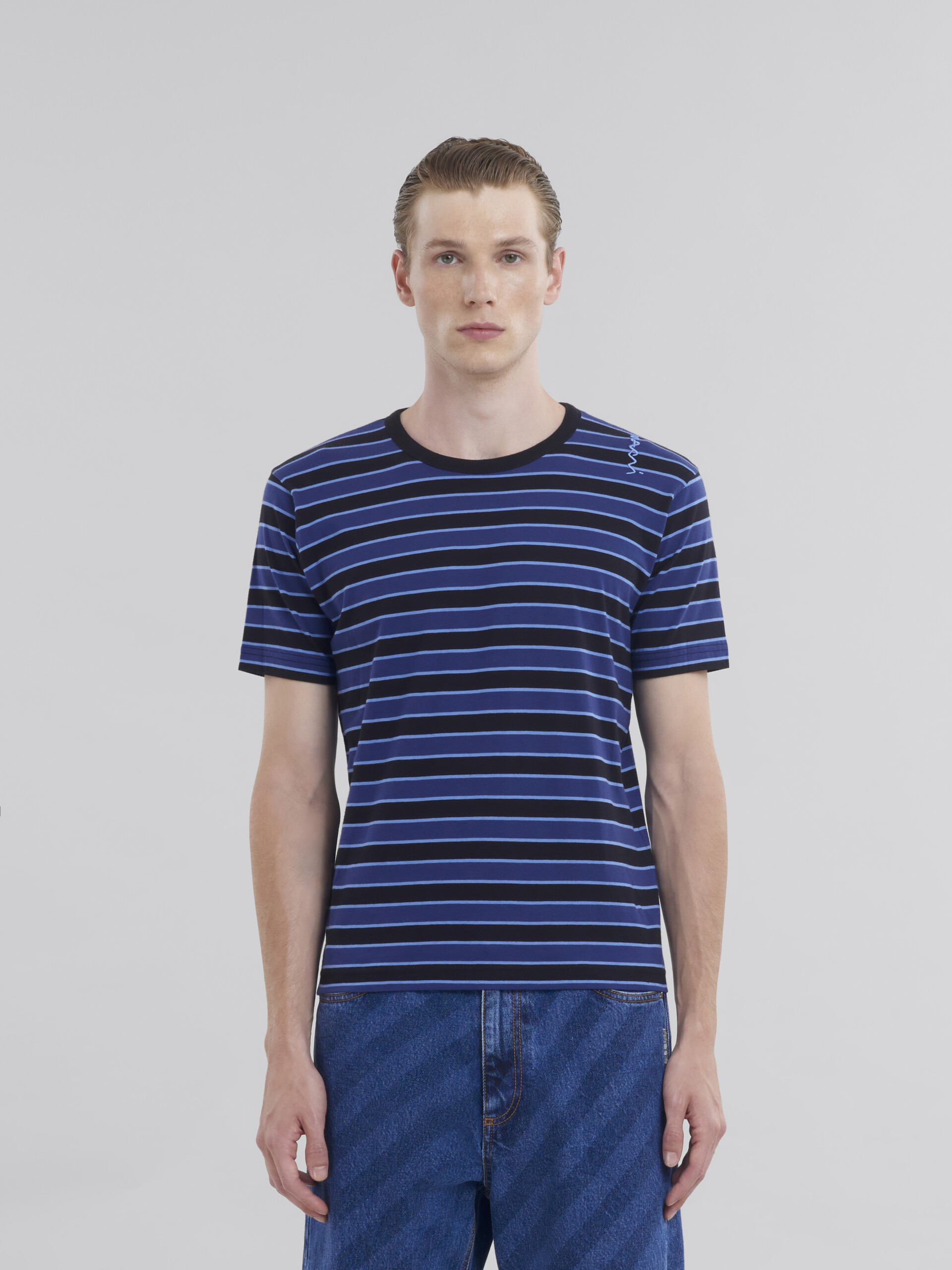 Red striped boxy cotton T-shirt - Shirts - Image 2