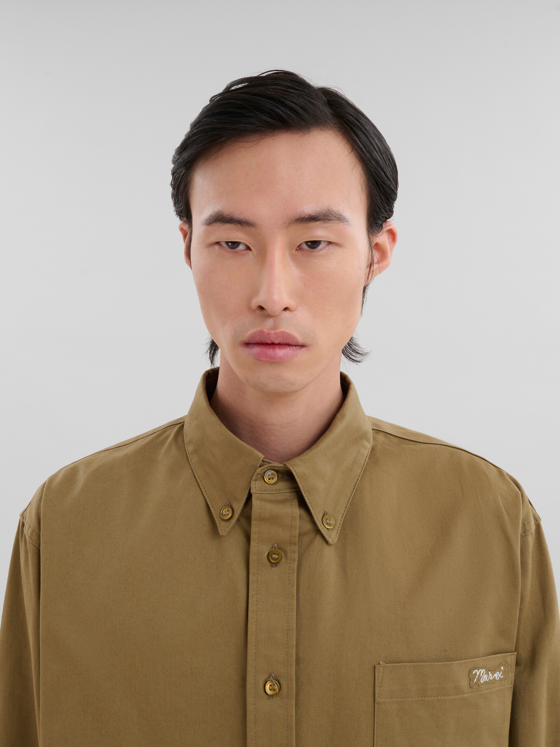 Blue organic gabardine shirt with Marni mending patch - Shirts - Image 4