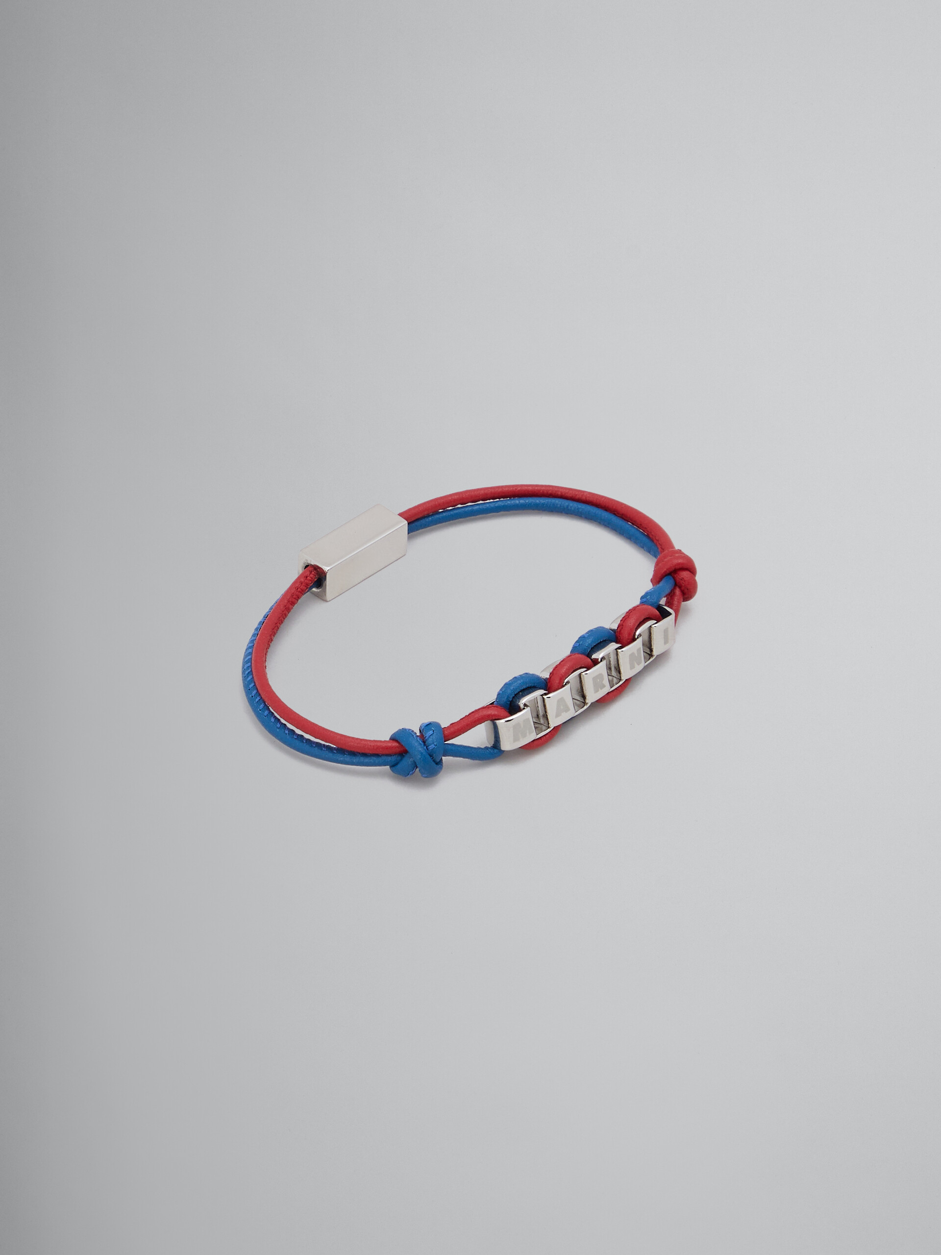 Bracciale in pelle rossa e blu con logo Marni - Braccialetto - Image 1