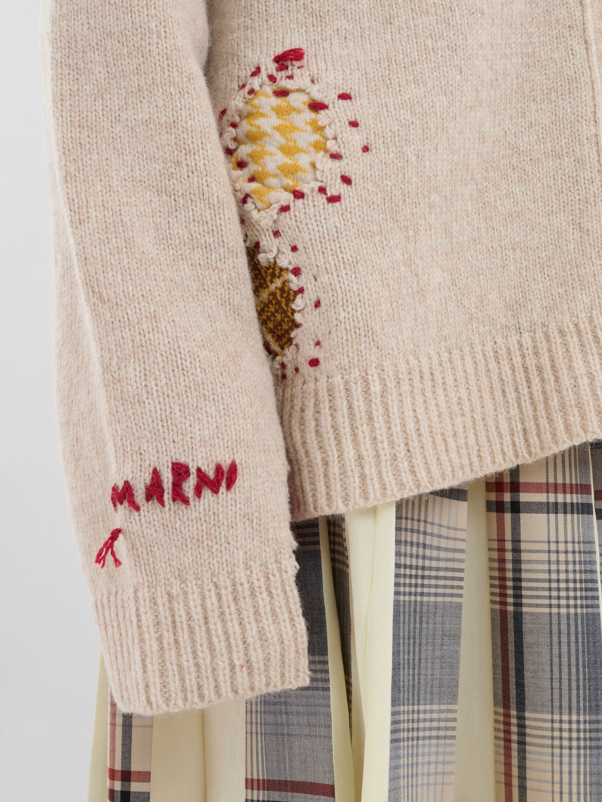 Blue Shetland wool cardigan with Marni mending patches - Pullovers - Image 5