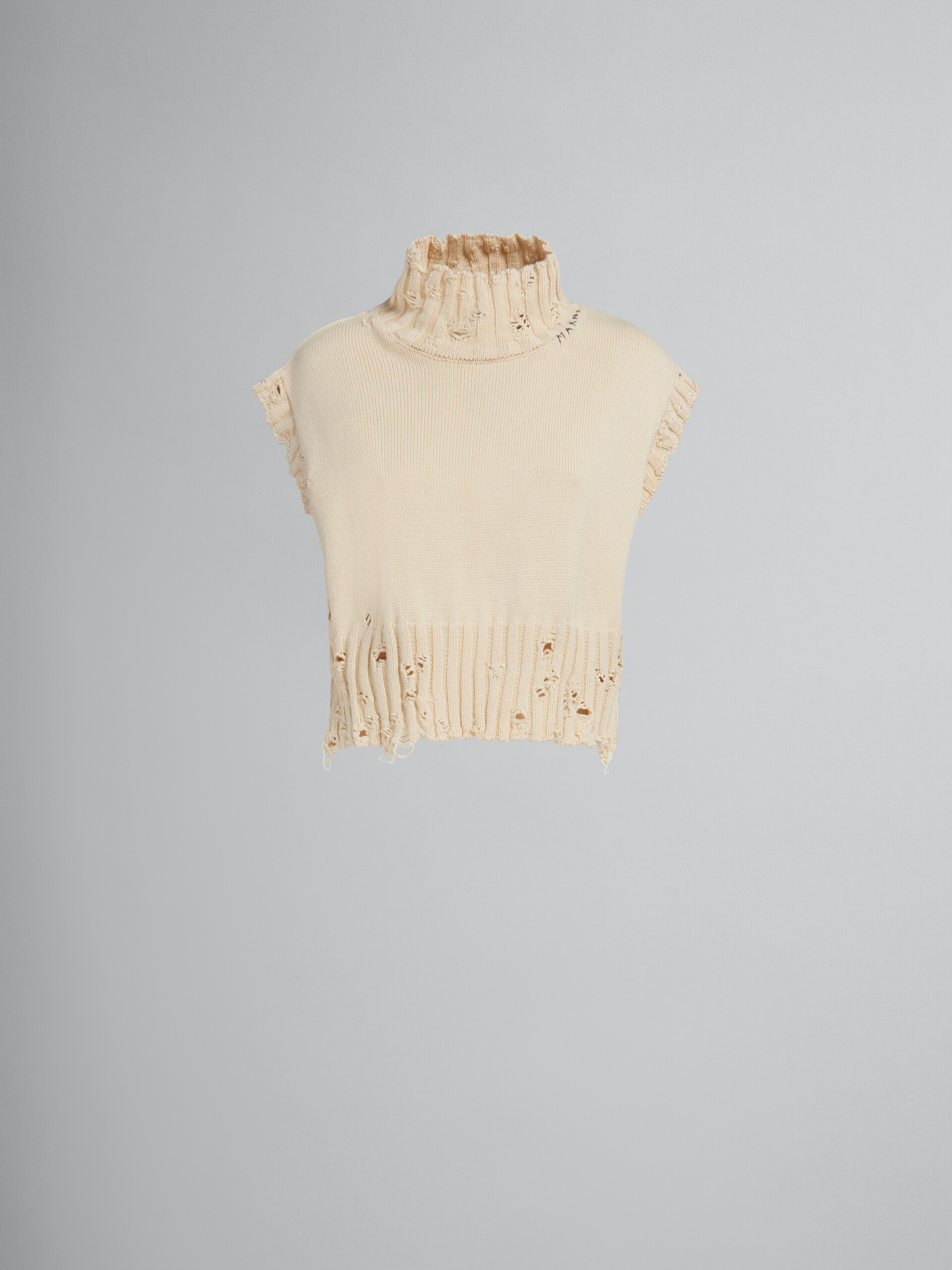 Black cotton cropped vest - Pullovers - Image 1