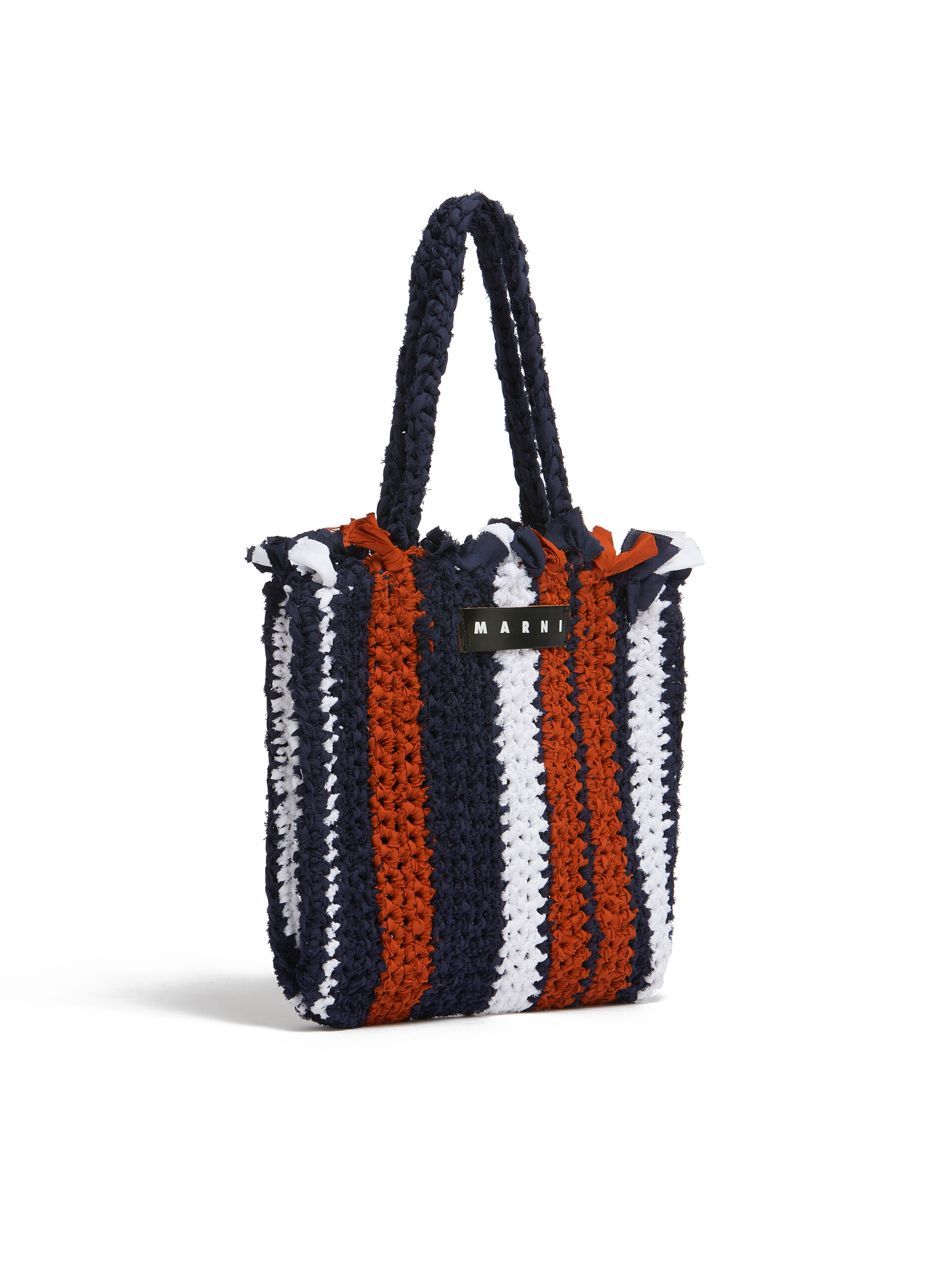 MARNI MARKET JERSEY bag in blue and white cotton - Shopping Bags - Image 2