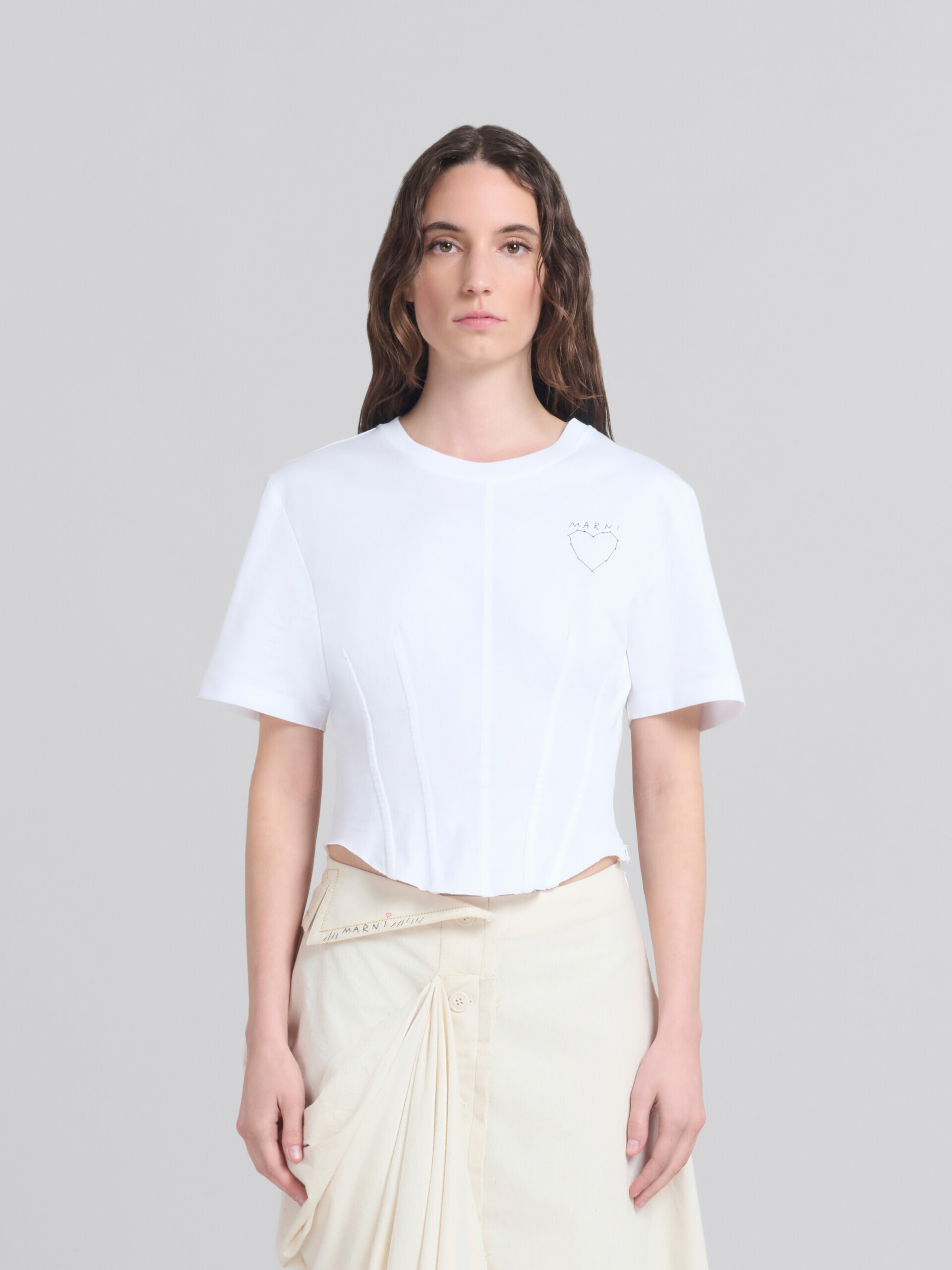 T-shirt bustier en coton organique blanc - T-shirts - Image 1