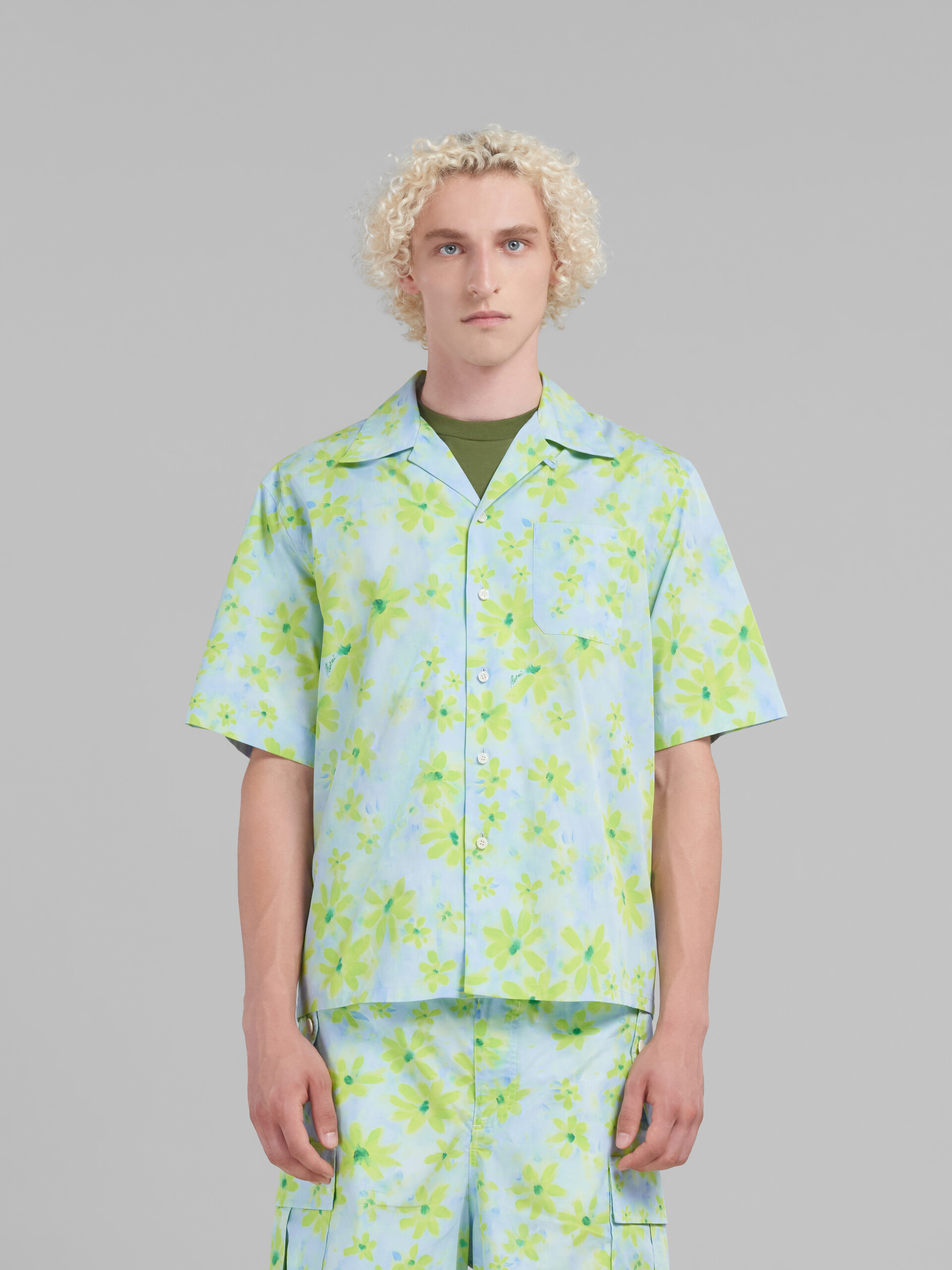 ライトグリーン Paradeプリント入り ポプリン製 ボーリングシャツ - シャツ - Image 2