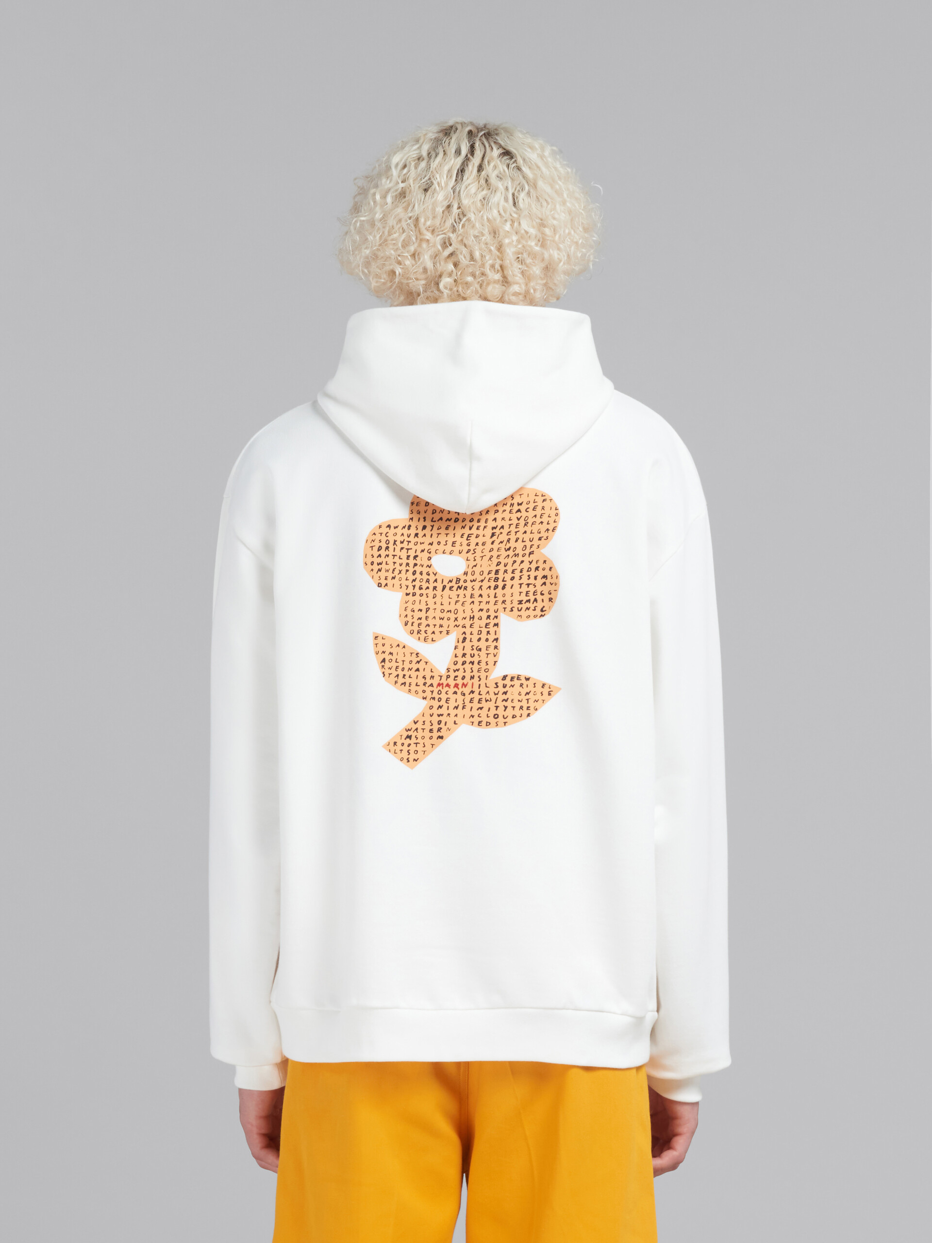 White organic cotton hoodie with wordsearch flower print - Sweaters - Image 3