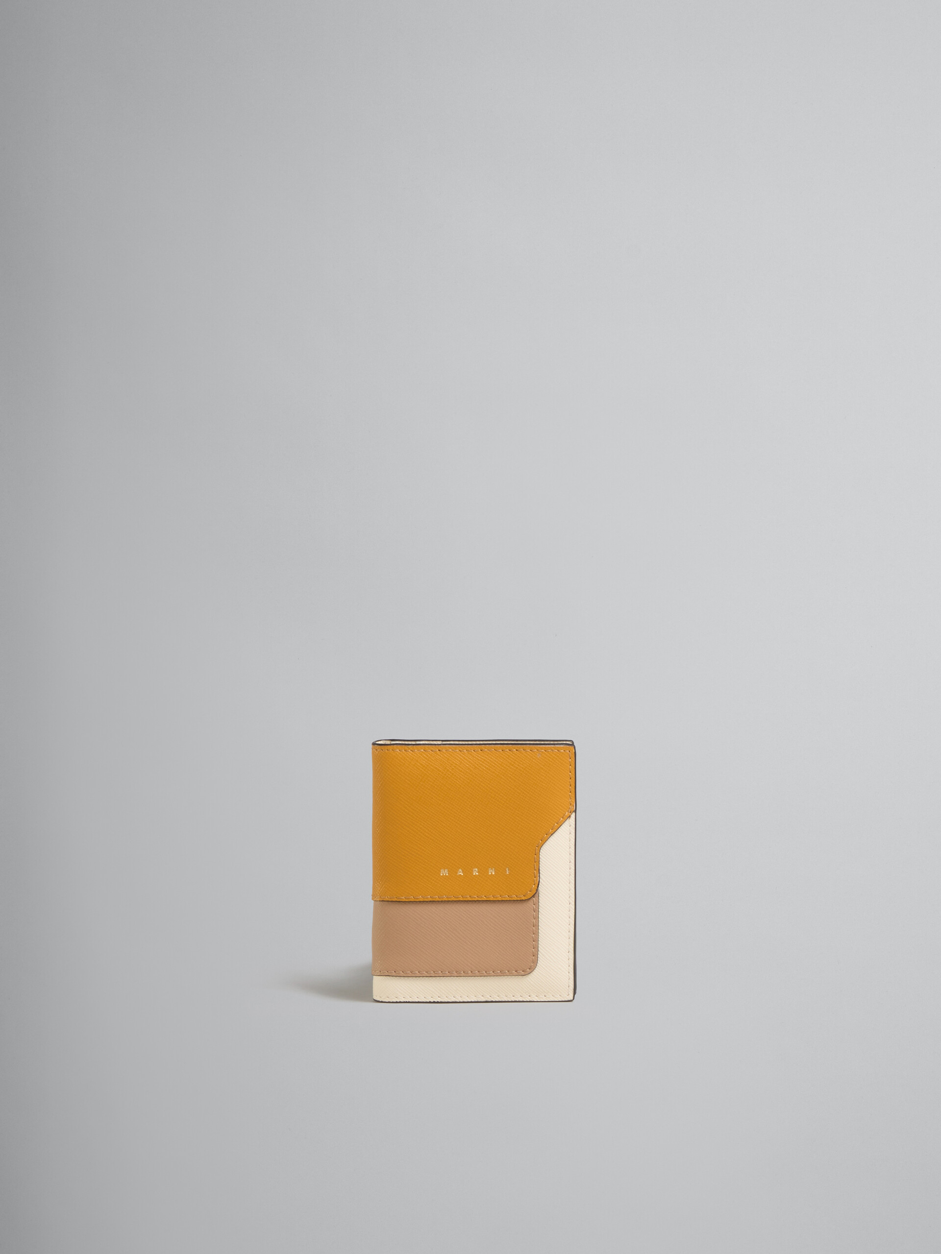 オレンジ、ベージュ、ホワイト サフィアーノレザー製カードホルダー - 財布 - Image 1