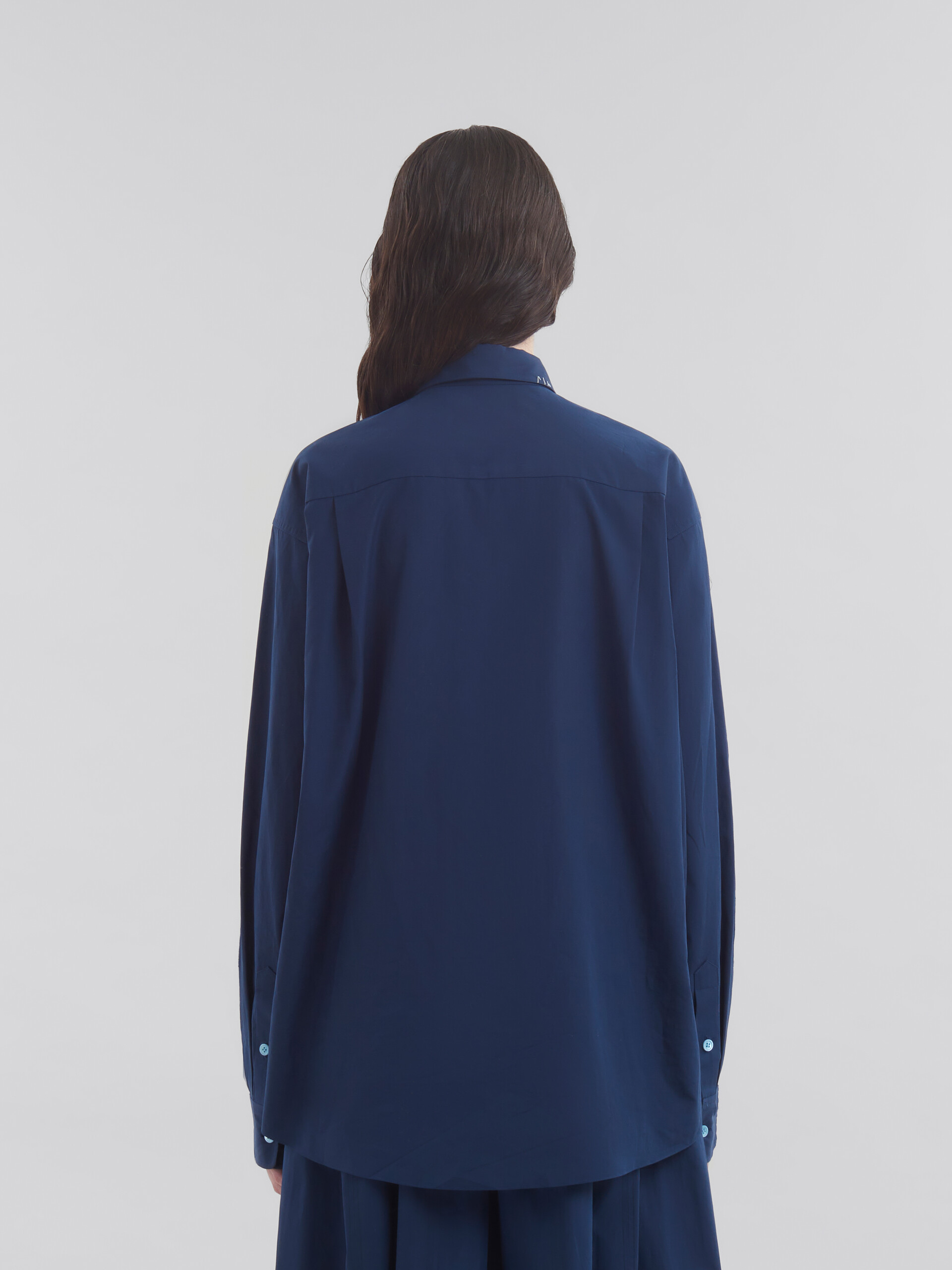 ブルー コントラストバック オーガニックポプリン製シャツ - シャツ - Image 3