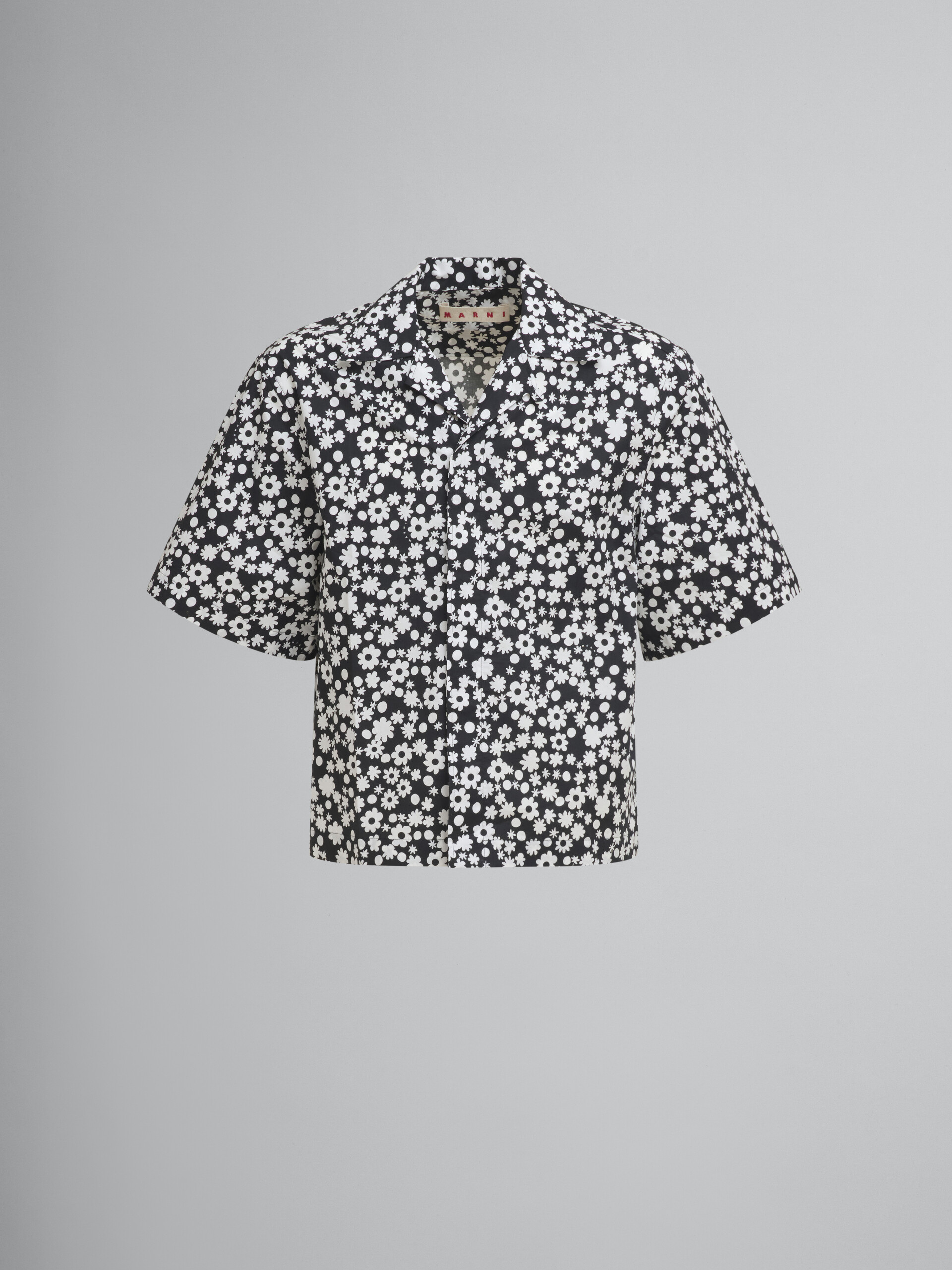 Black and white boxy shirt with Pop Fields motif - Shirts - Image 1