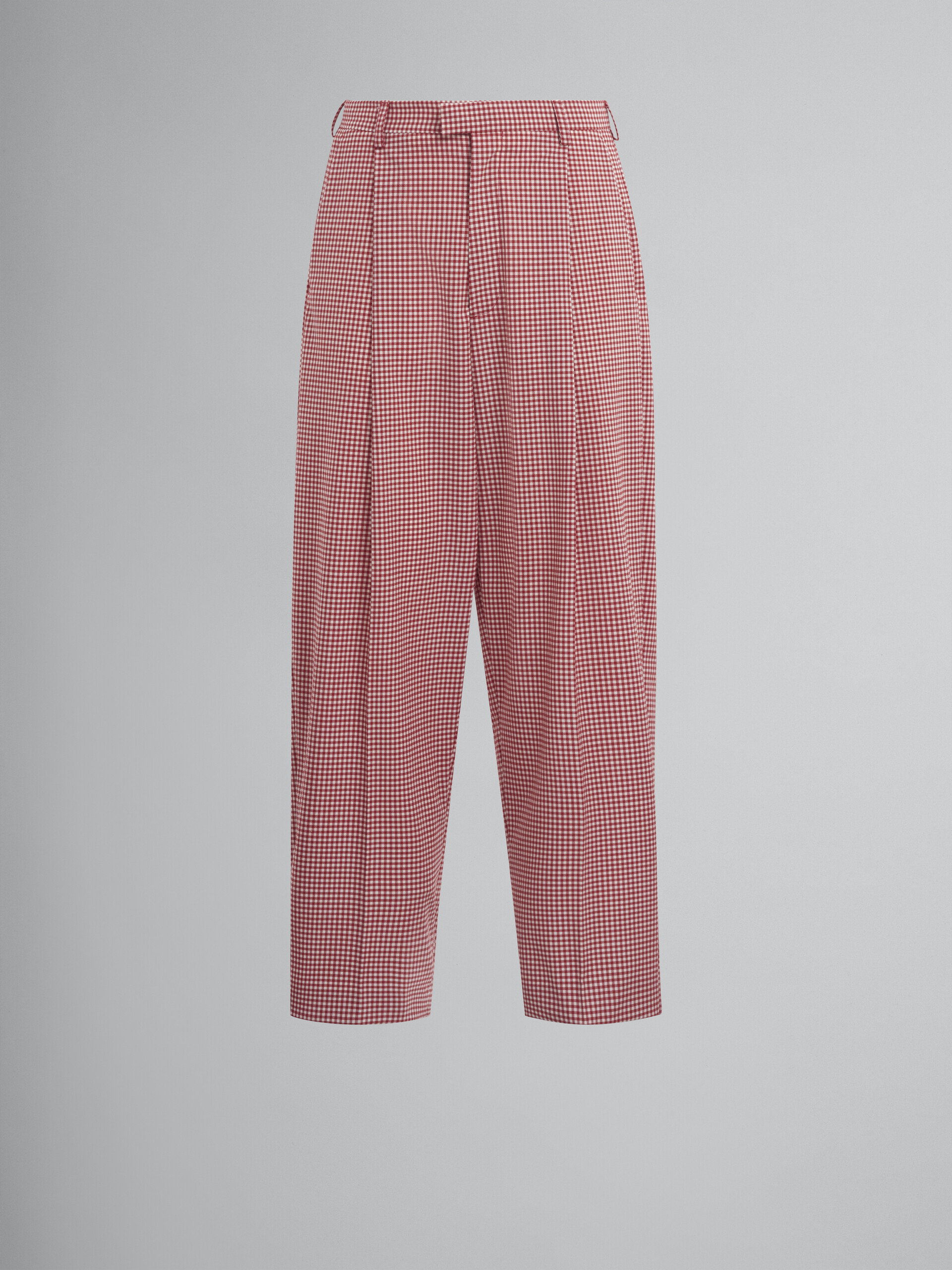 Red and white gingham wool trousers - Pants - Image 1