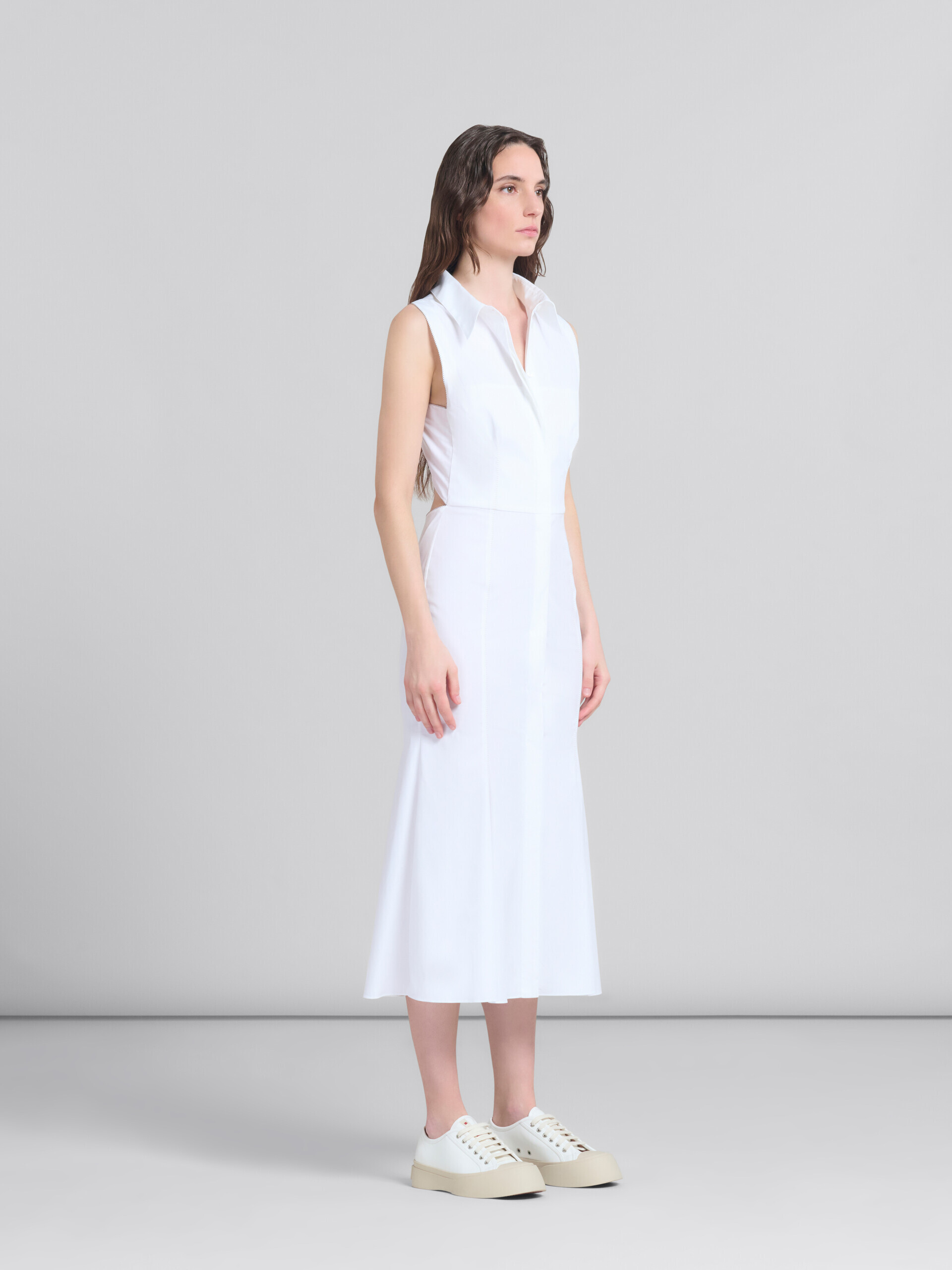 White organic poplin mermaid dress - Dresses - Image 6