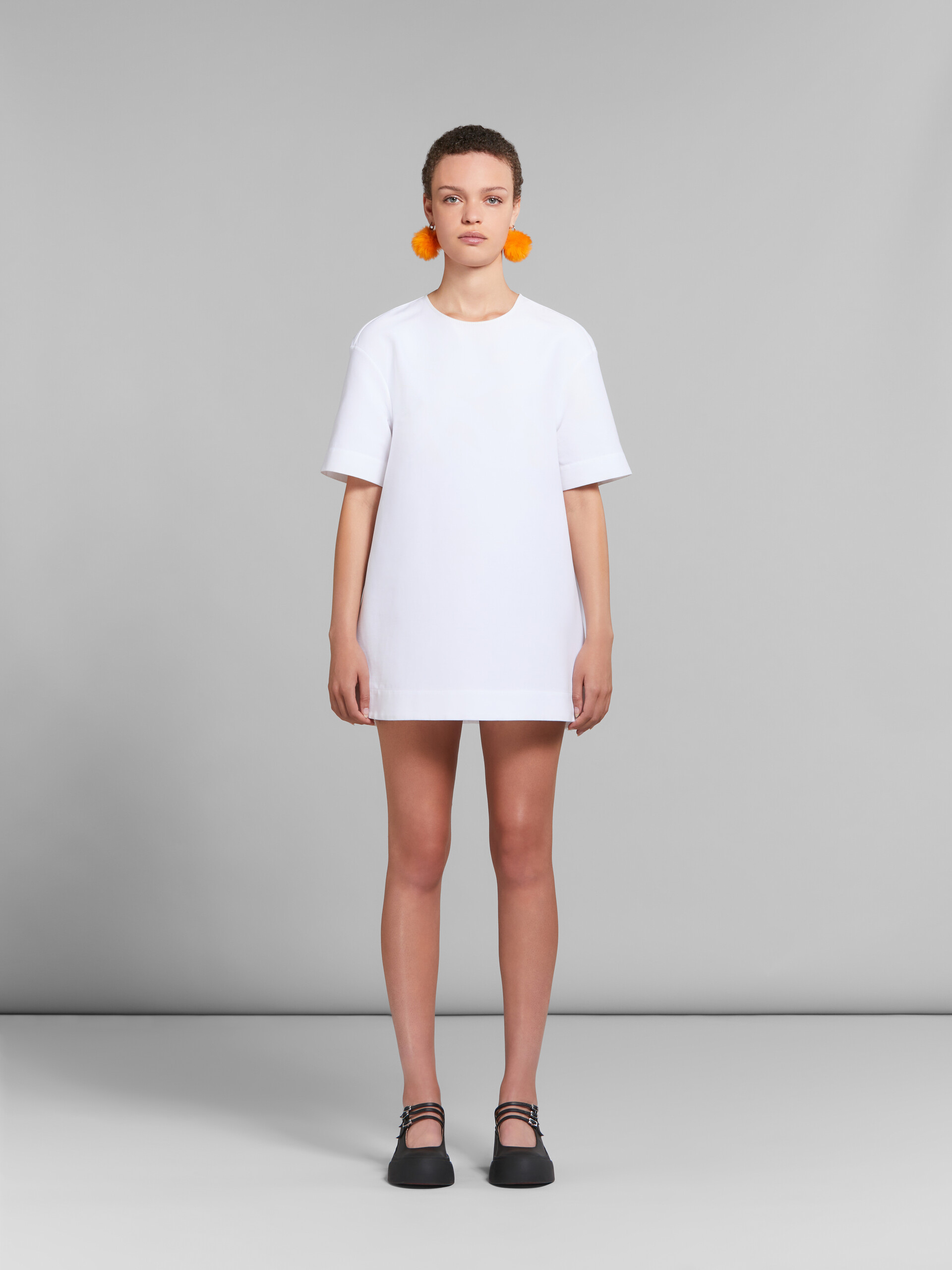 Vestido de cady blanco de corte mini cocoon - Vestidos - Image 2