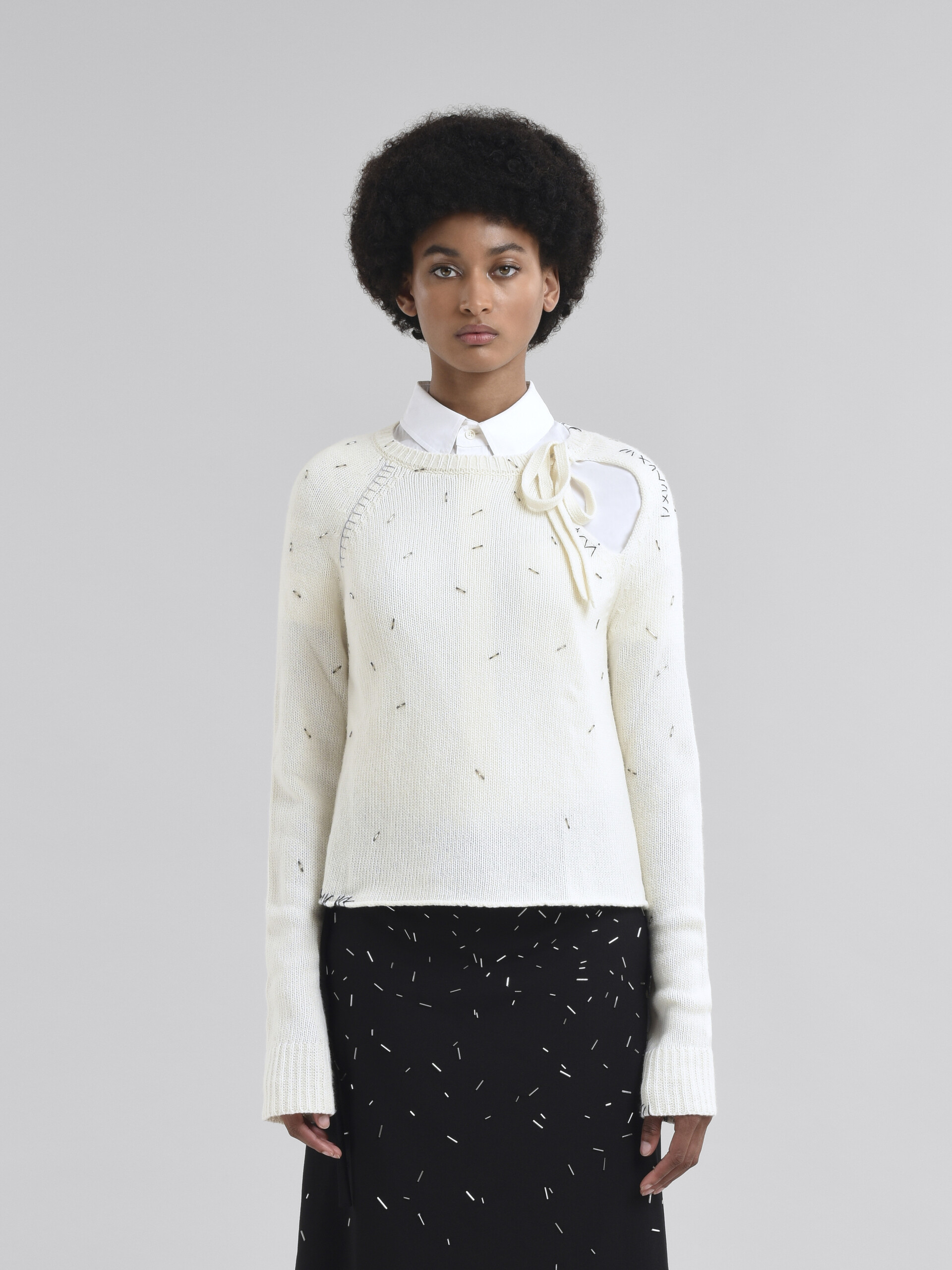 Pearl embellished wool and cashmere ivory jumper - Pullovers - Image 2