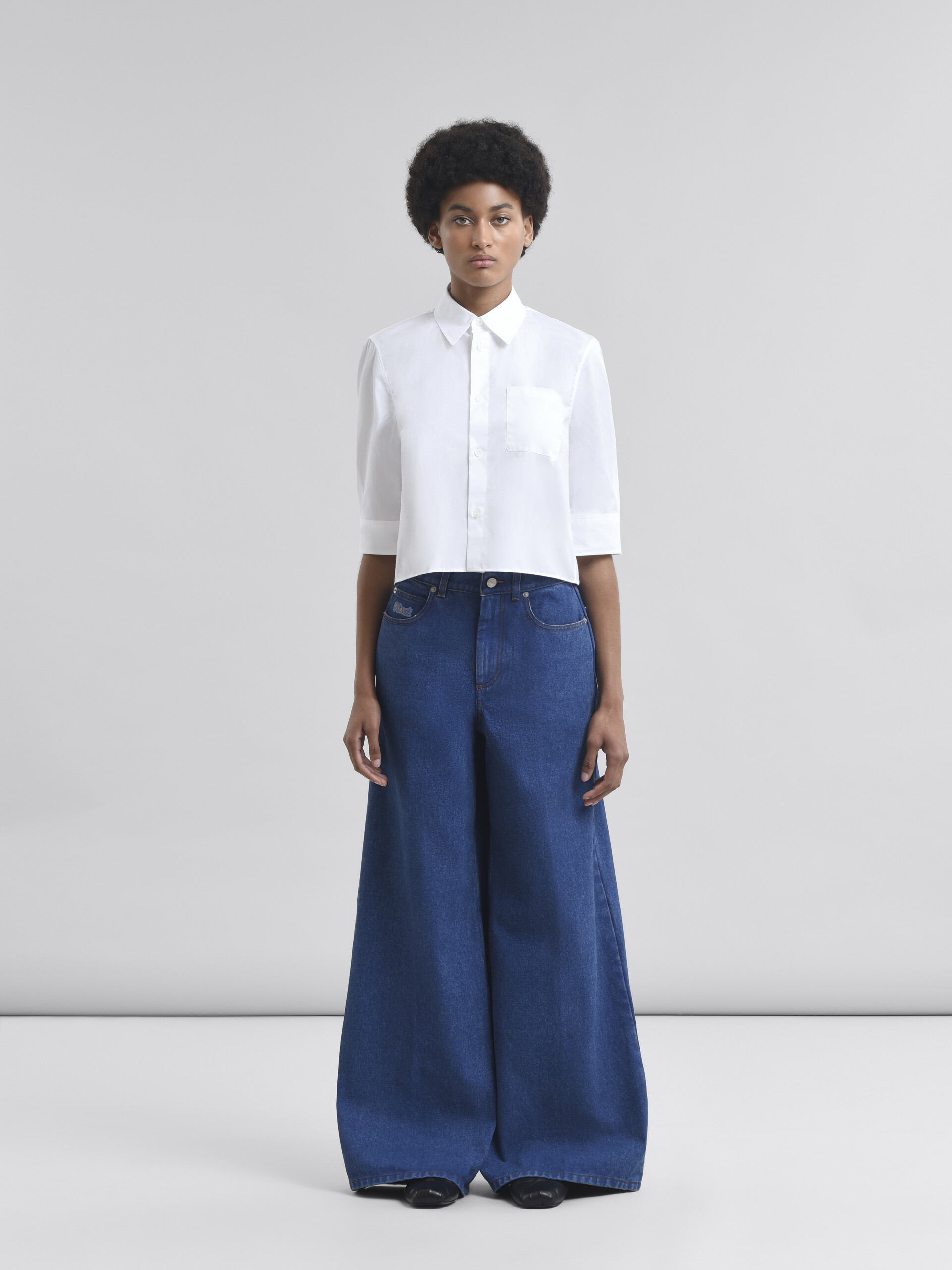 Blue organic denim wide-leg jeans - Pants - Image 2