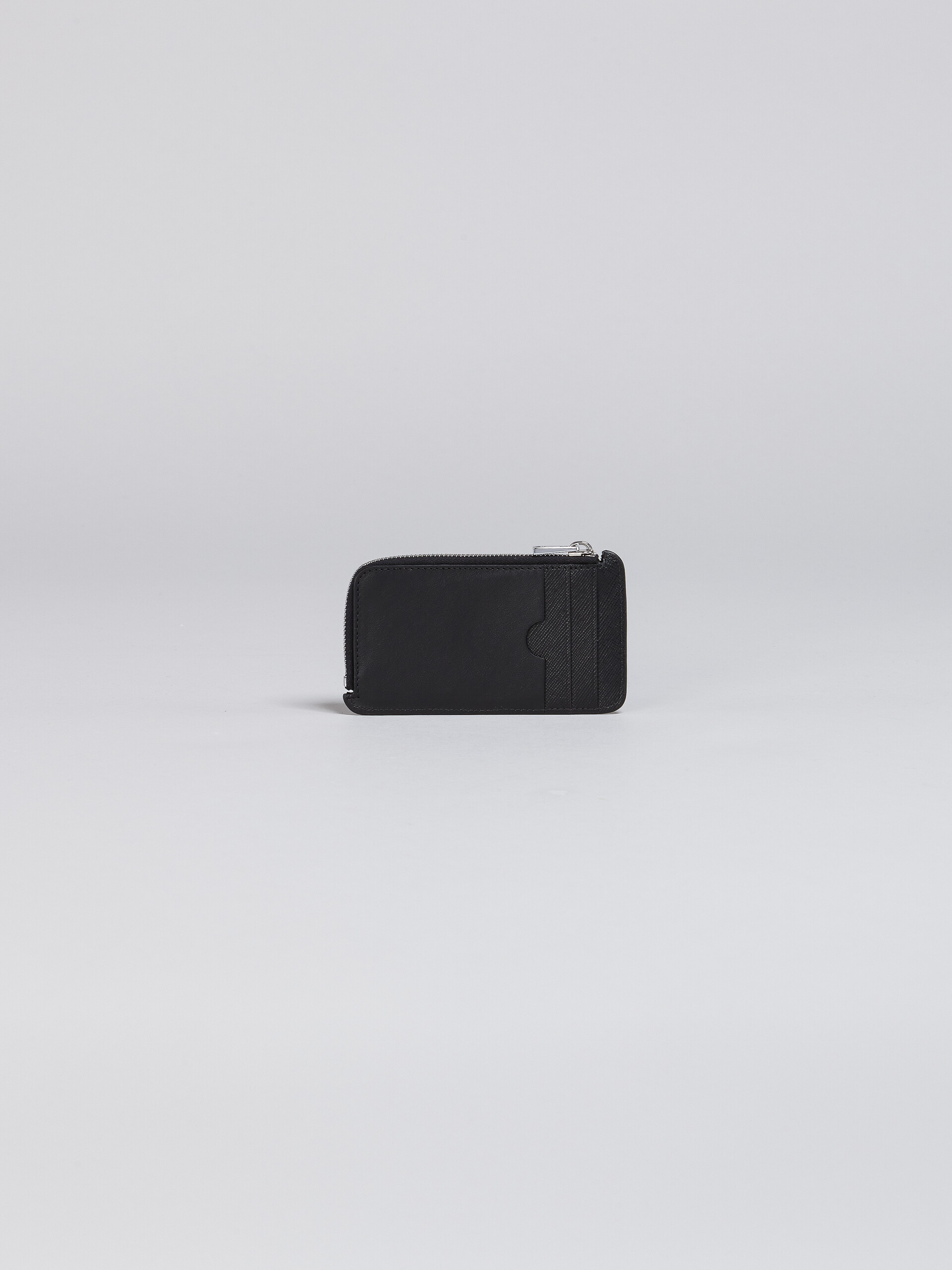 Black saffiano leather zip-around card case - Wallets - Image 3