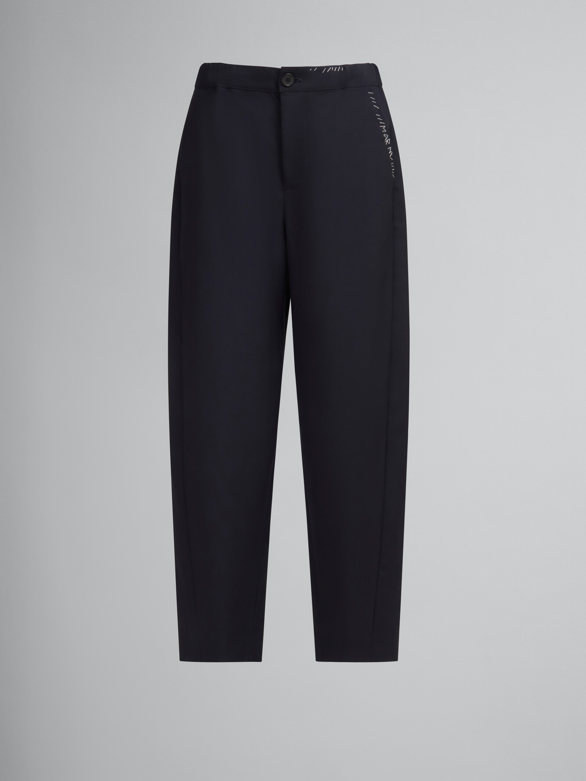 Pantalon en laine tropicale bleu profond avec effet raccommodé Marni - Pantalons - Image 1