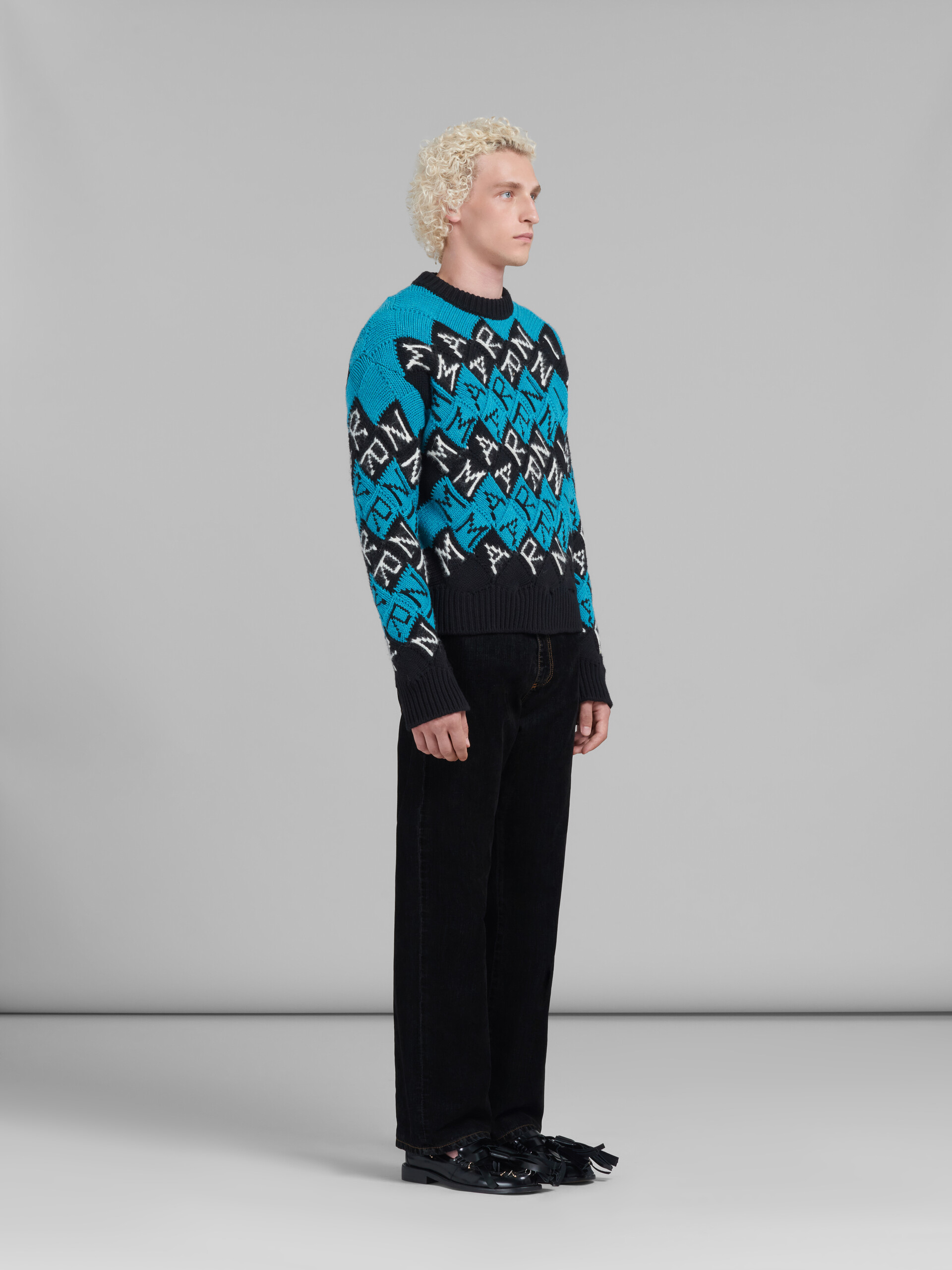 Blue and black wool Marni block jumper - Pullovers - Image 5