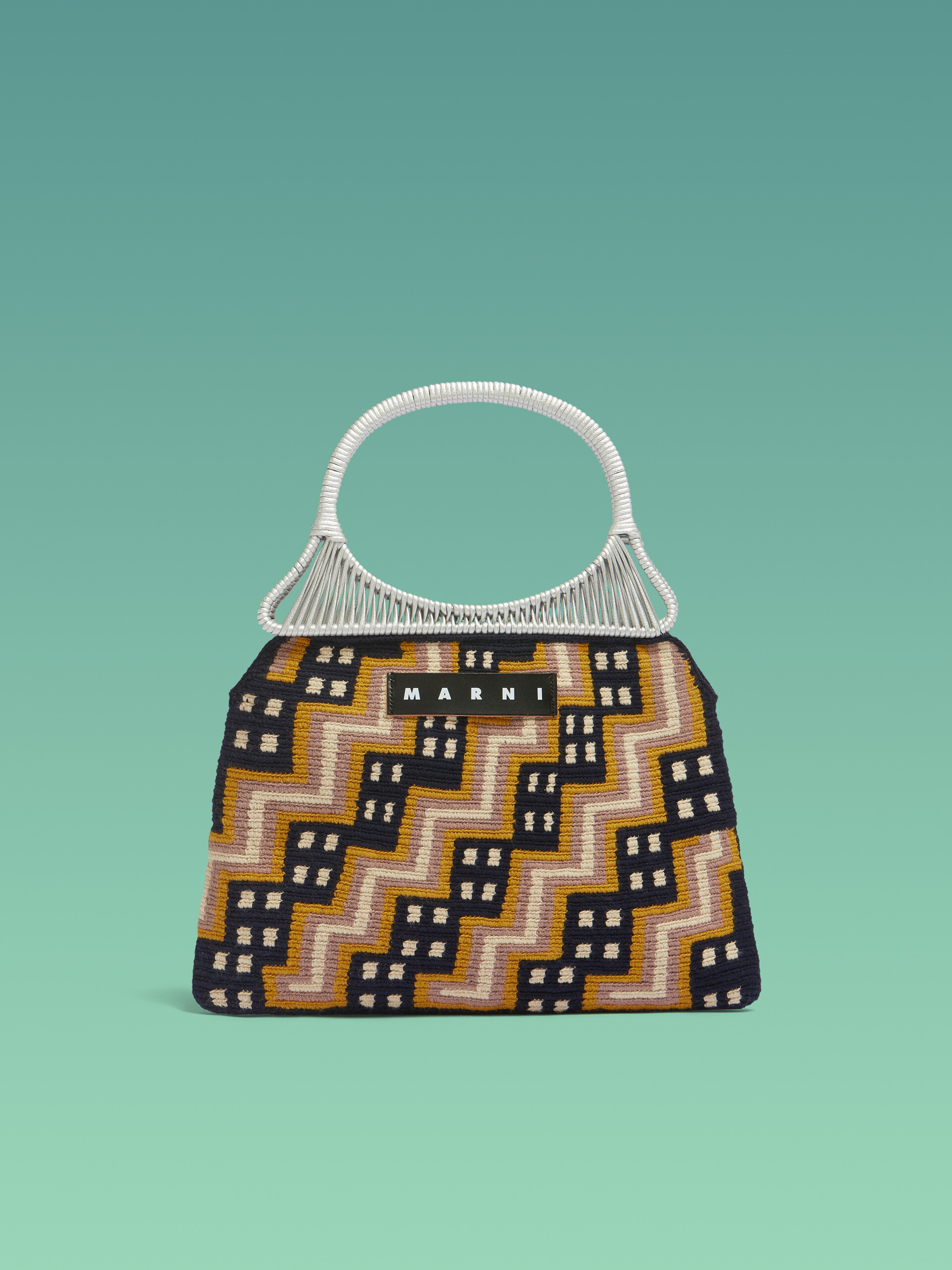 Borsa a mano MARNI MARKET in maglia geometrica arancione - Borse shopping - Image 1