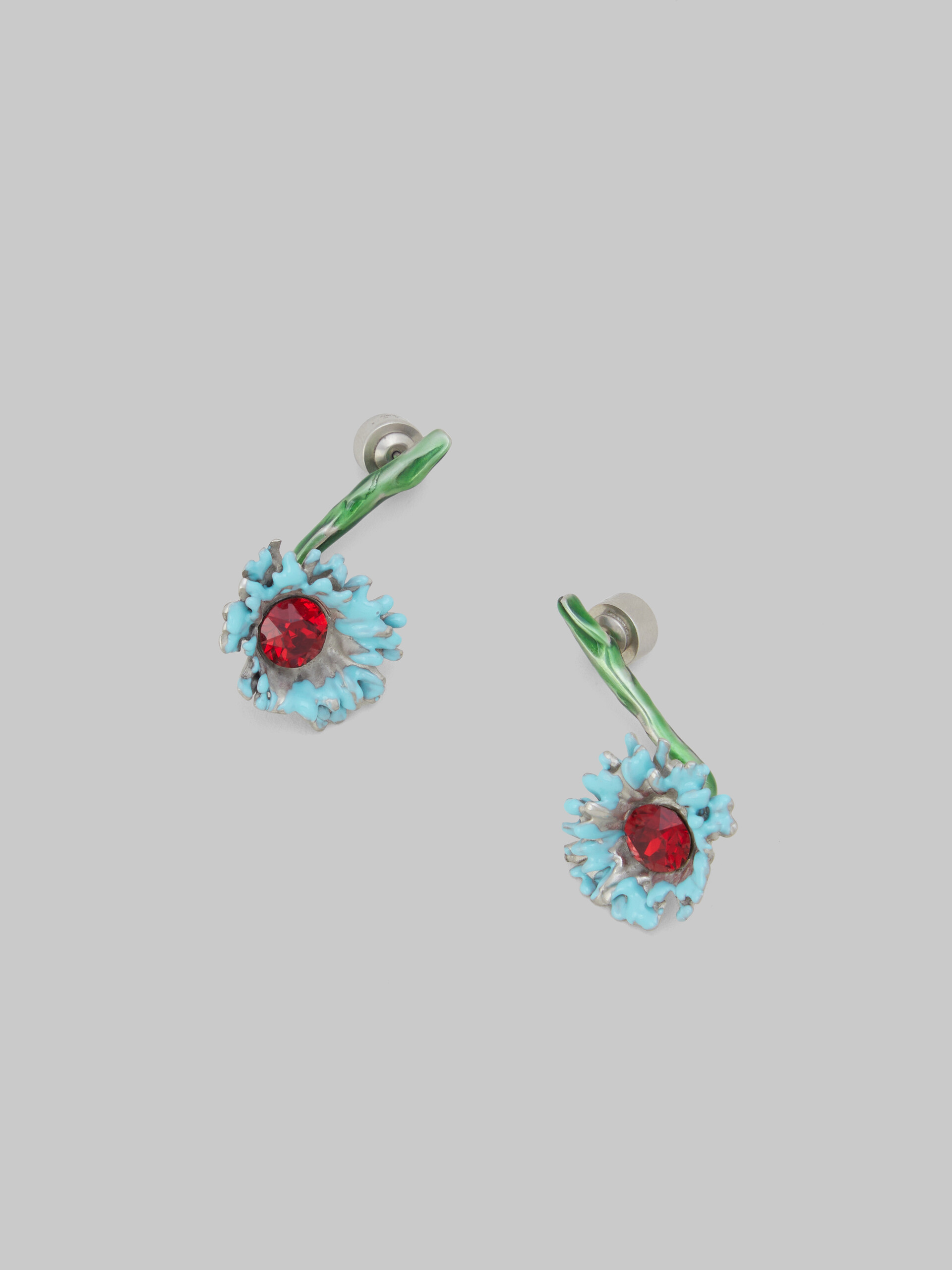 Enameled metal and stones Flower Pop drop earrings - Earrings - Image 4