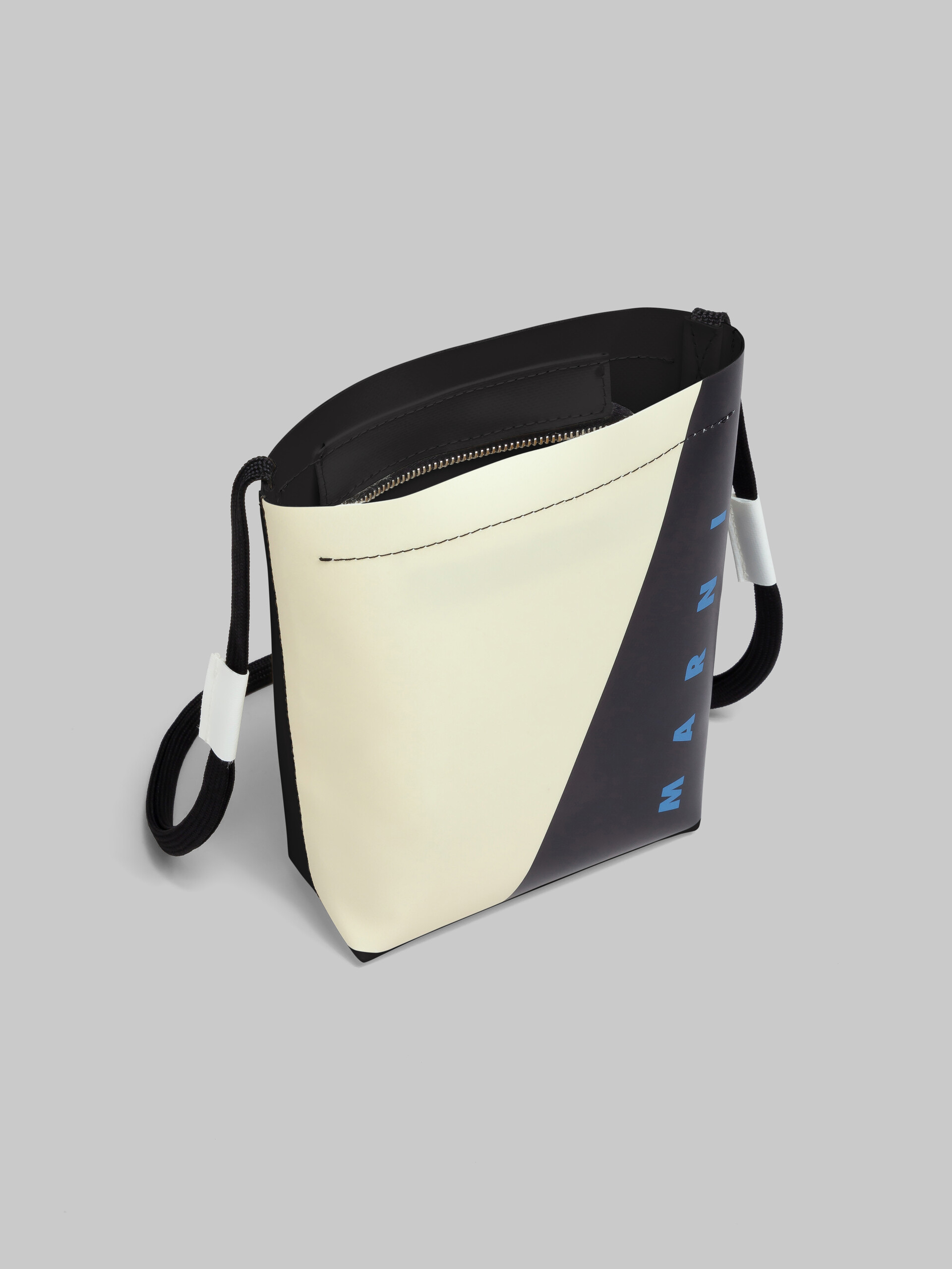 White and black Tribeca crossbody bag with shoelace strap - Shoulder Bag - Image 4