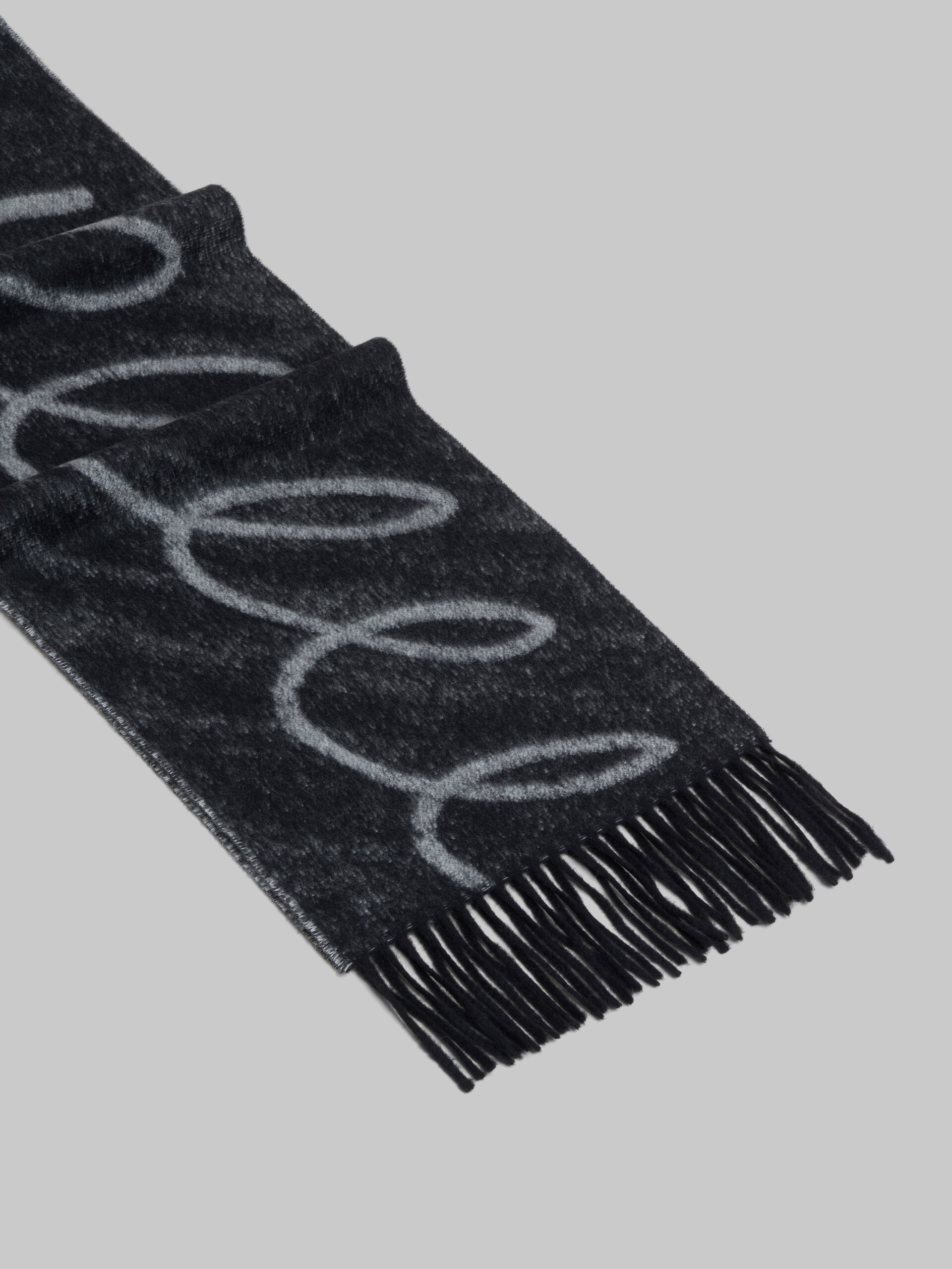 Blue wool-cashmere scarf with Echoes motif - Scarves - Image 3