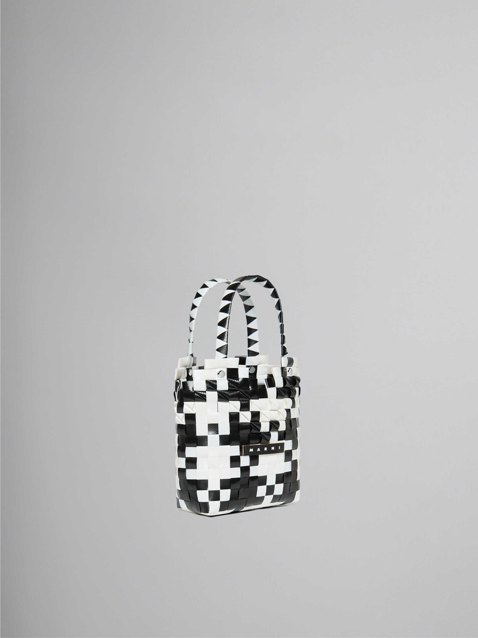 White and black woven Diamond Basket Bag - Bags - Image 3