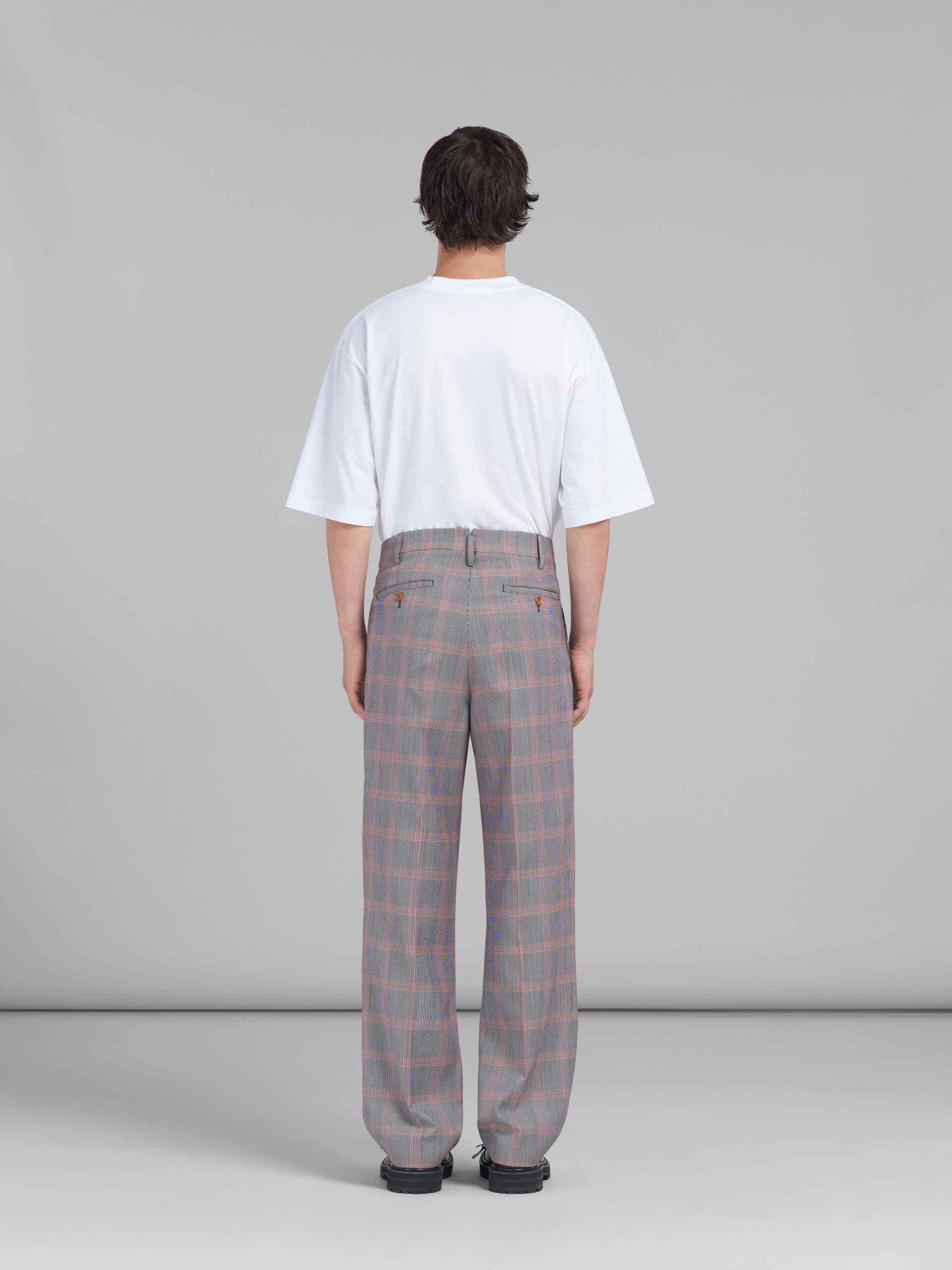 Chino en laine technique orange à carreaux - Pantalons - Image 3