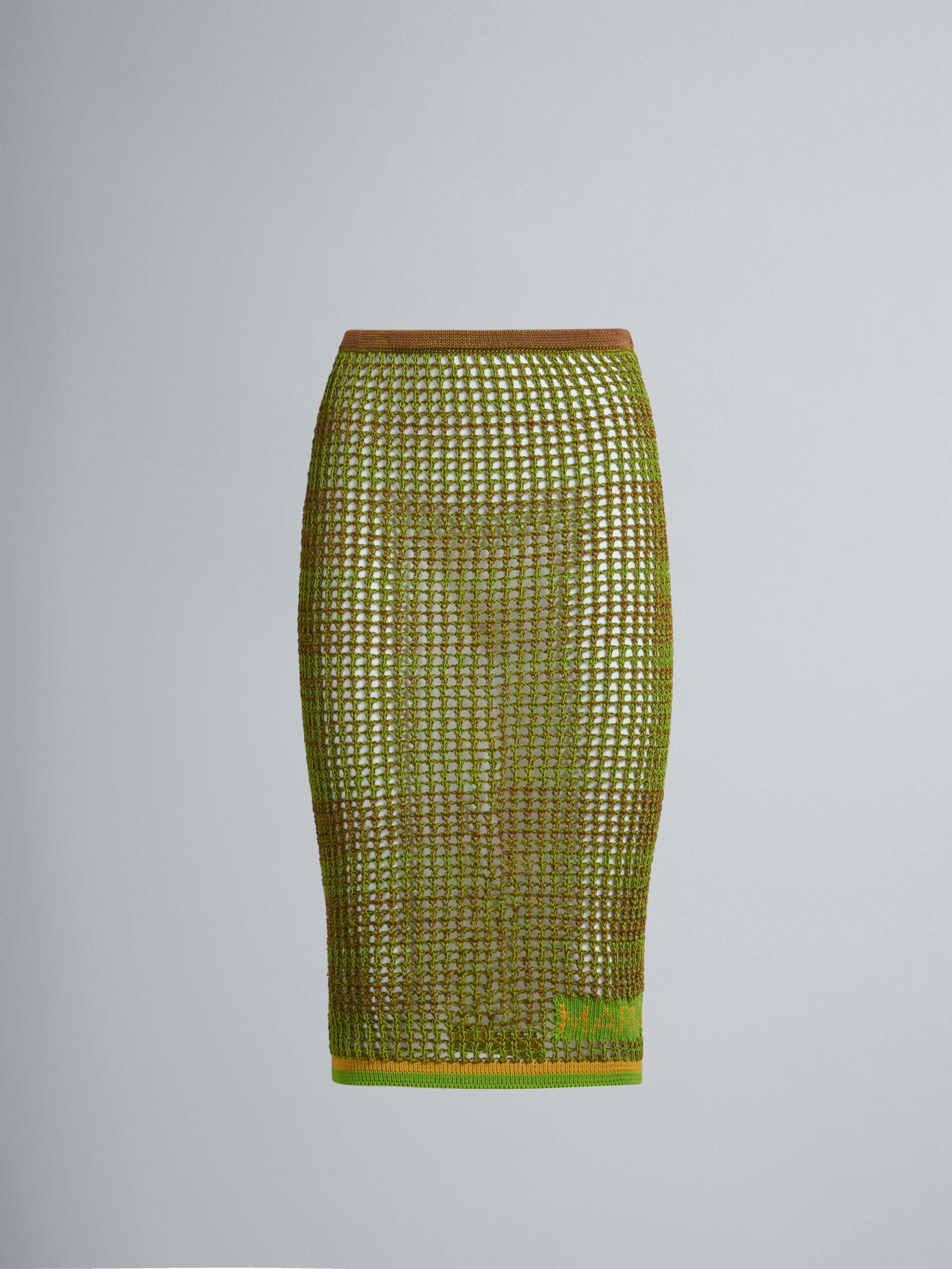 Falda midi de rejilla en algodón orgánico verde - Faldas - Image 2