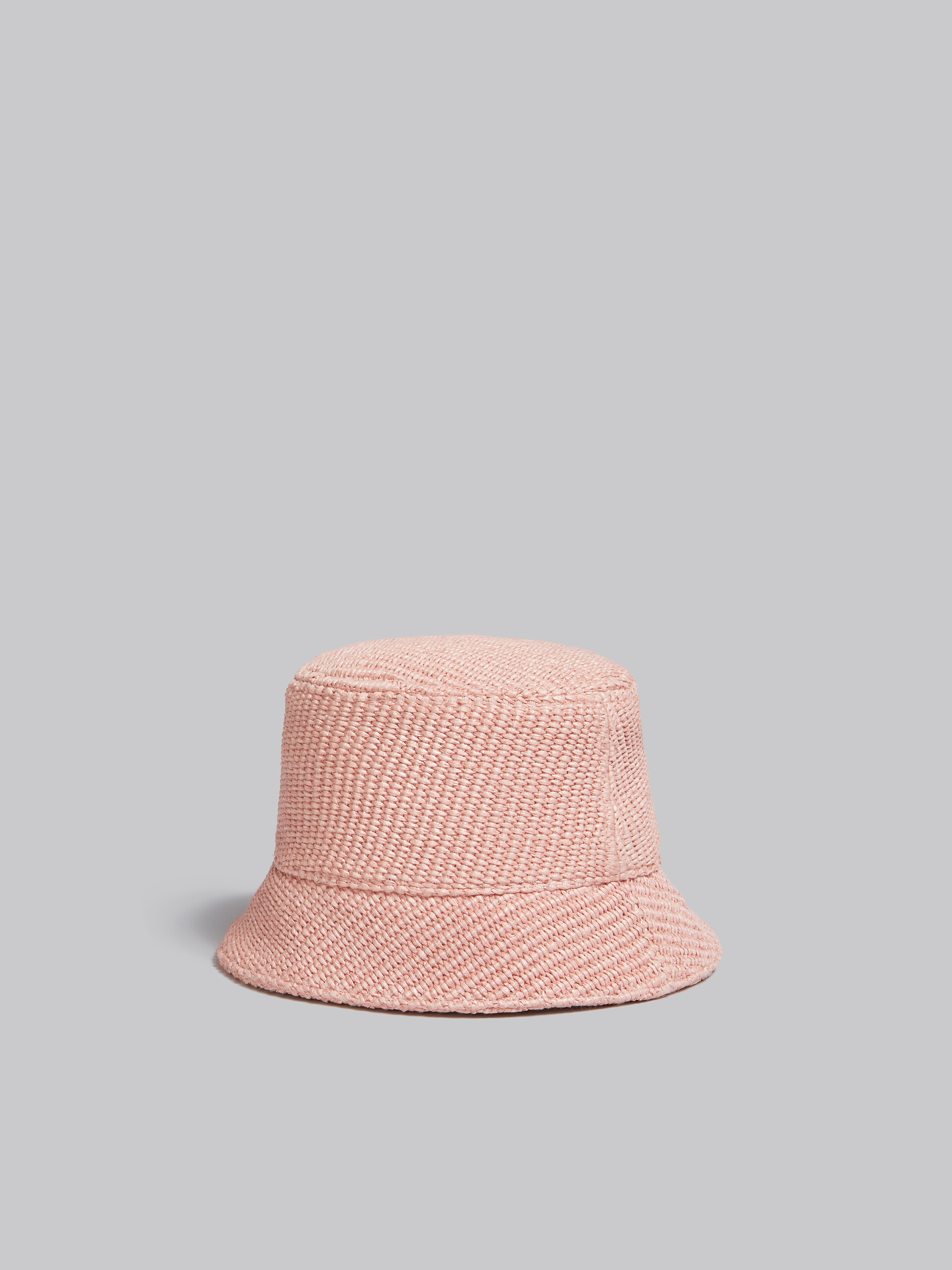Cappello bucket rosa in tessuto effetto rafia con logo ricamato - Cappelli - Image 3