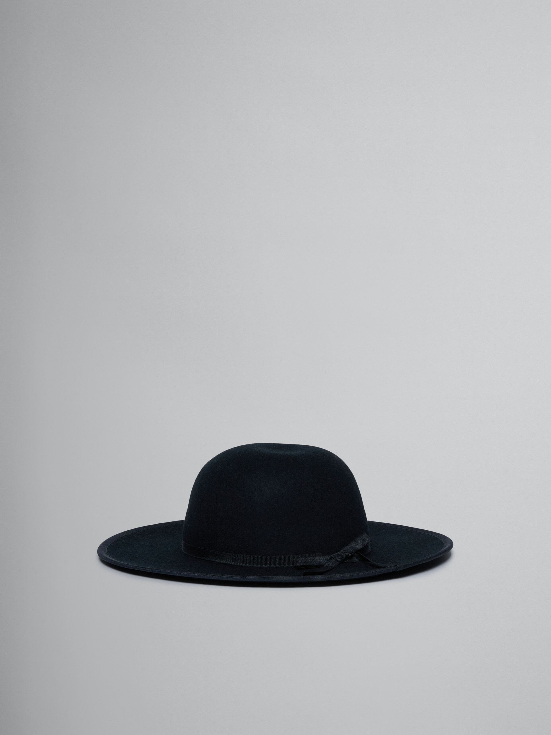 Black wide-brimmed felt hat - Caps - Image 2