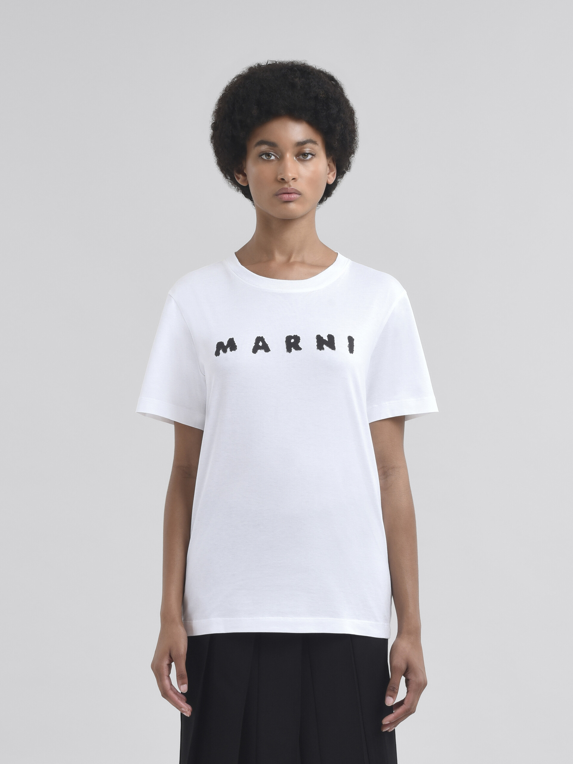 Light blue jersey T-shirt with Marni scribbled logo - T-shirts - Image 2