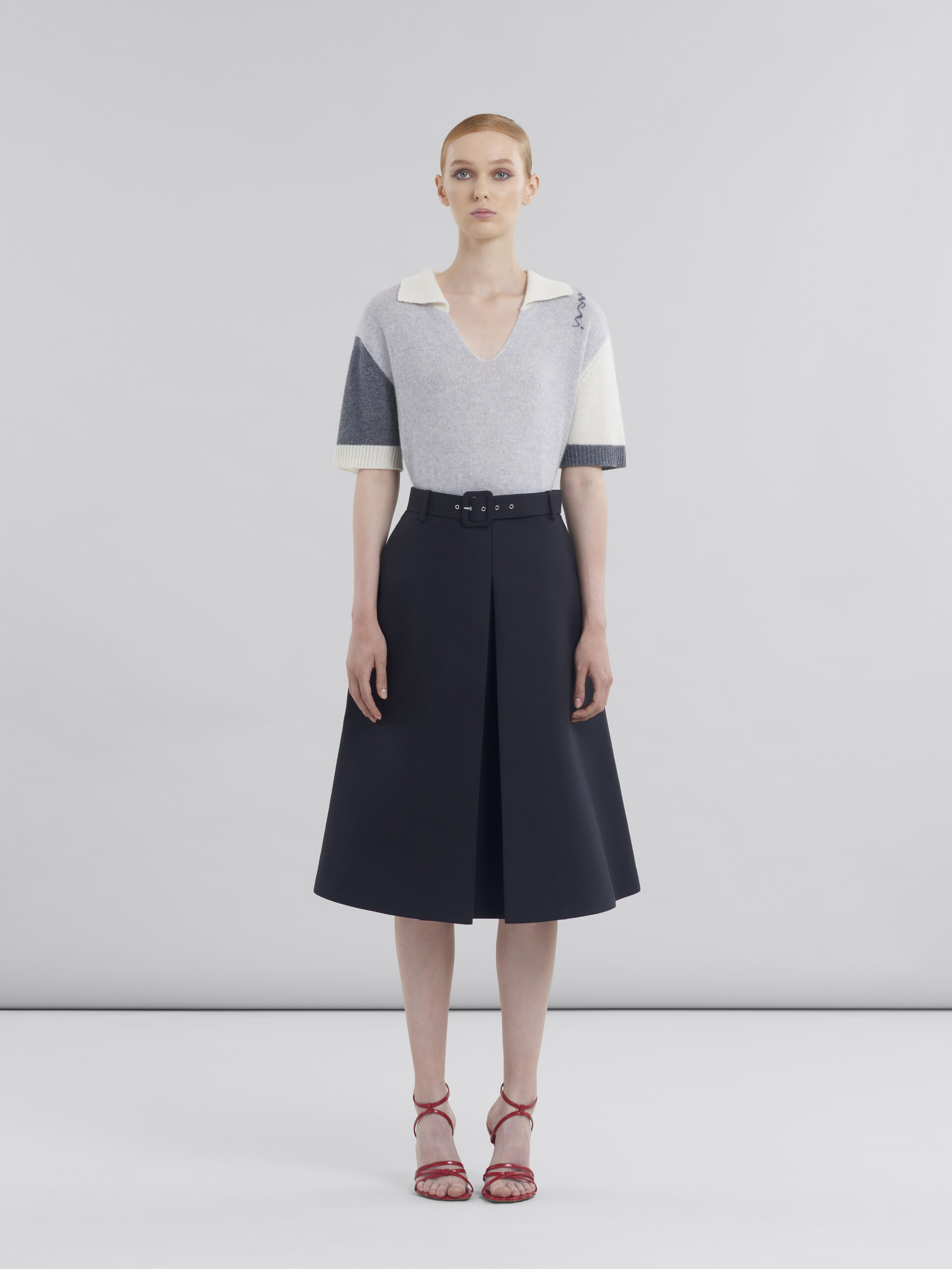 Black cotton A-line skirt with Marni Symbol - Skirts - Image 2