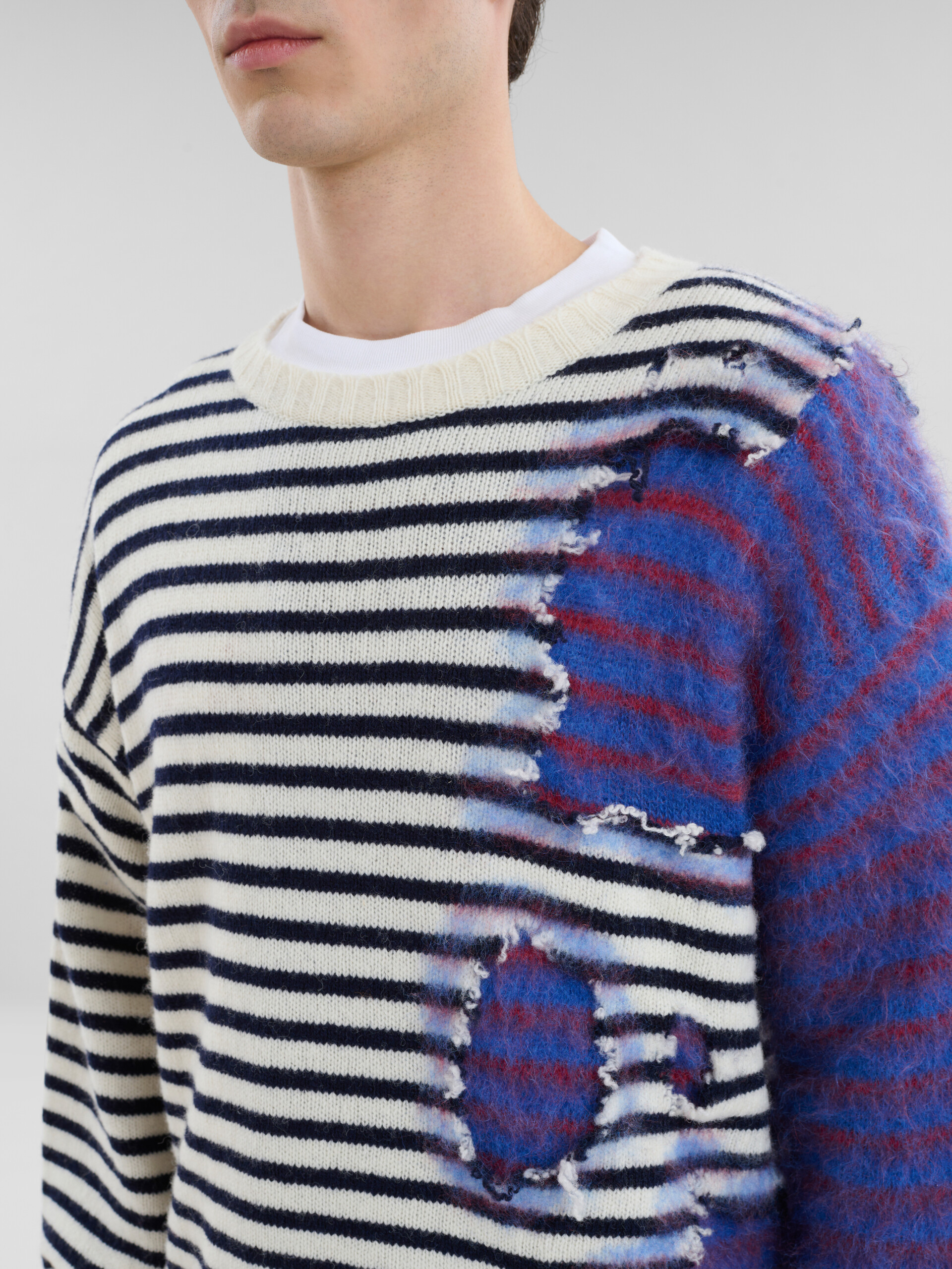 Mehrfarbiger 2-in-1-Pullover aus Wolle und Mohair mit Steifen - Pullover - Image 4
