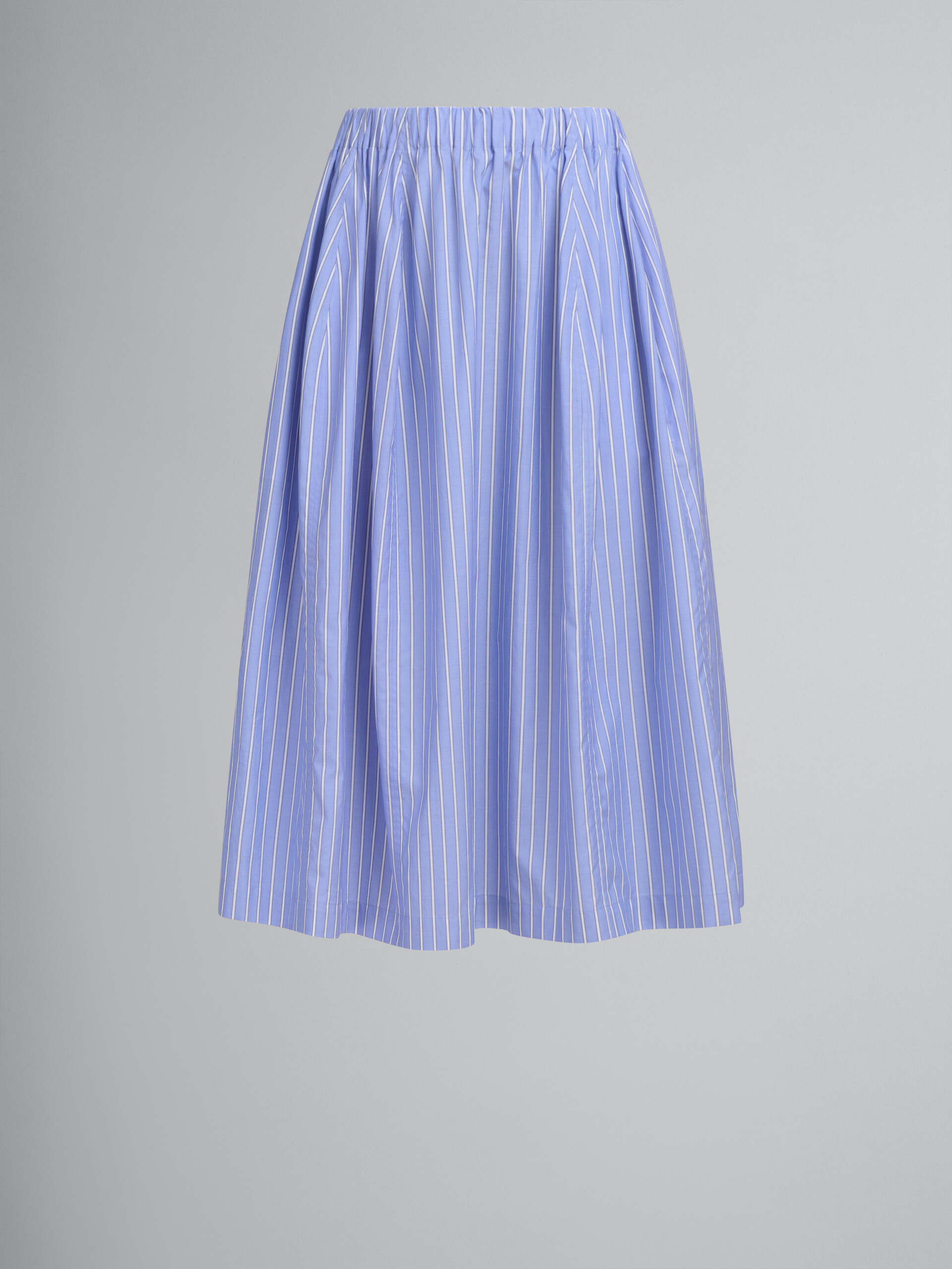 Wide skirt in striped blue poplin - Skirts - Image 1