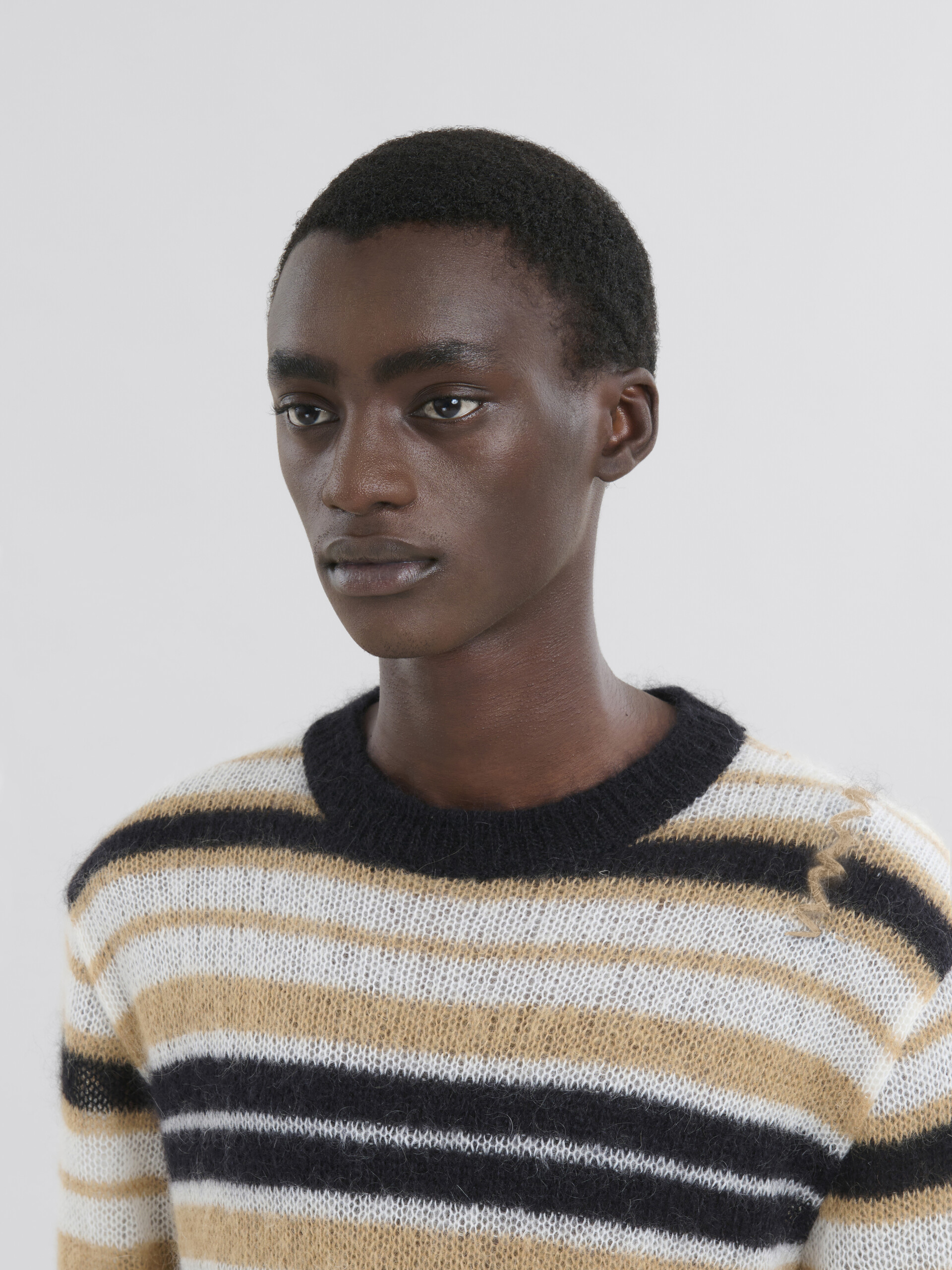 Beige striped brushed mohair jumper - Pullovers - Image 4