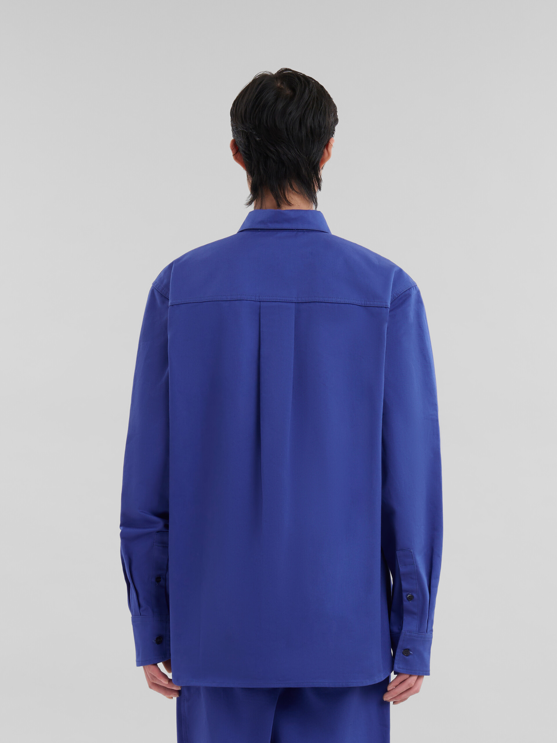 Blue organic gabardine shirt with Marni mending patch - Shirts - Image 3