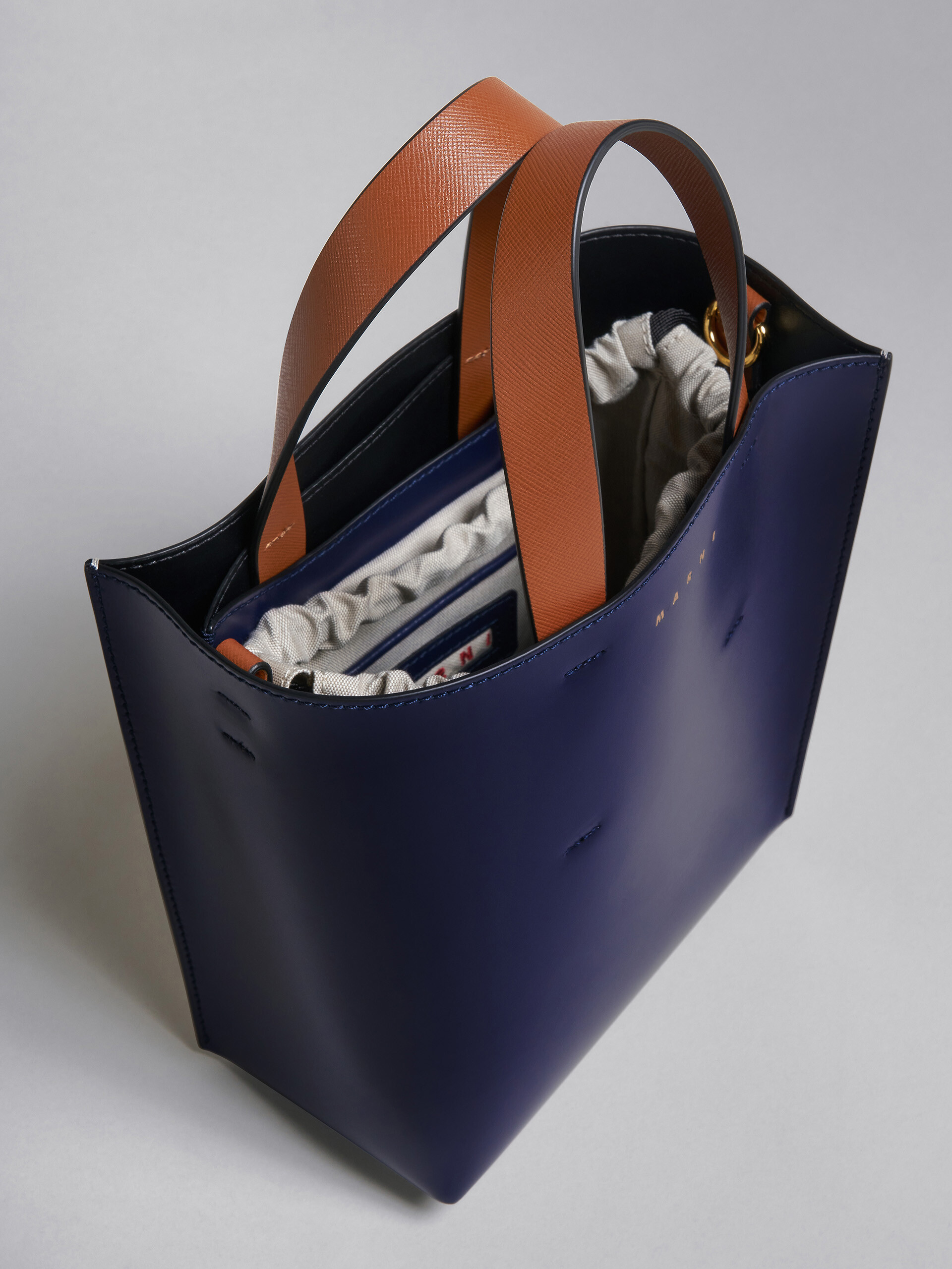 MUSEO bag mini in pelle blu e bianca - Borse shopping - Image 4