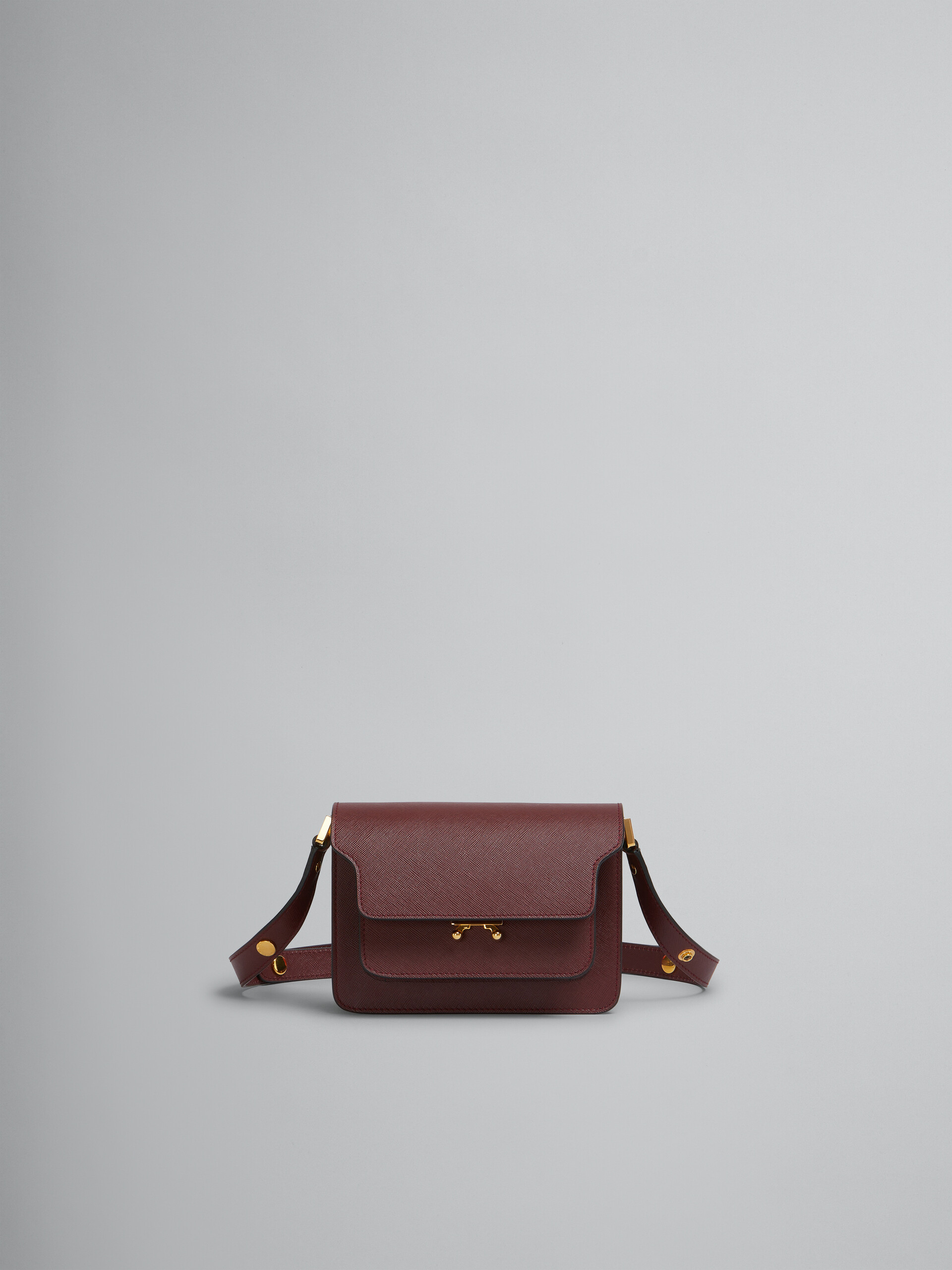 Brown saffiano leather mini Trunk bag - Shoulder Bags - Image 1