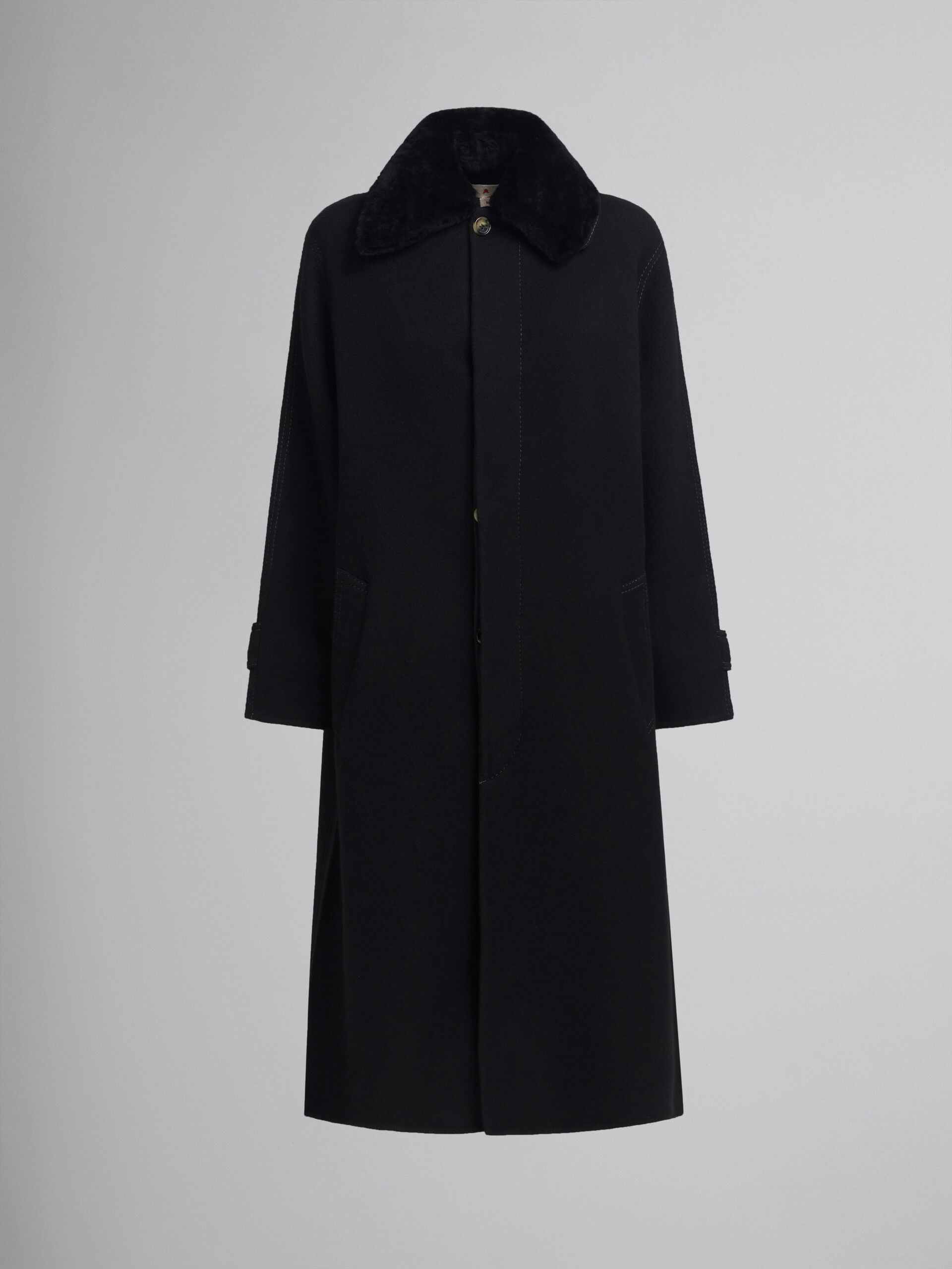 Wool and cashmere coat with shearling collar - Coats - Image 1