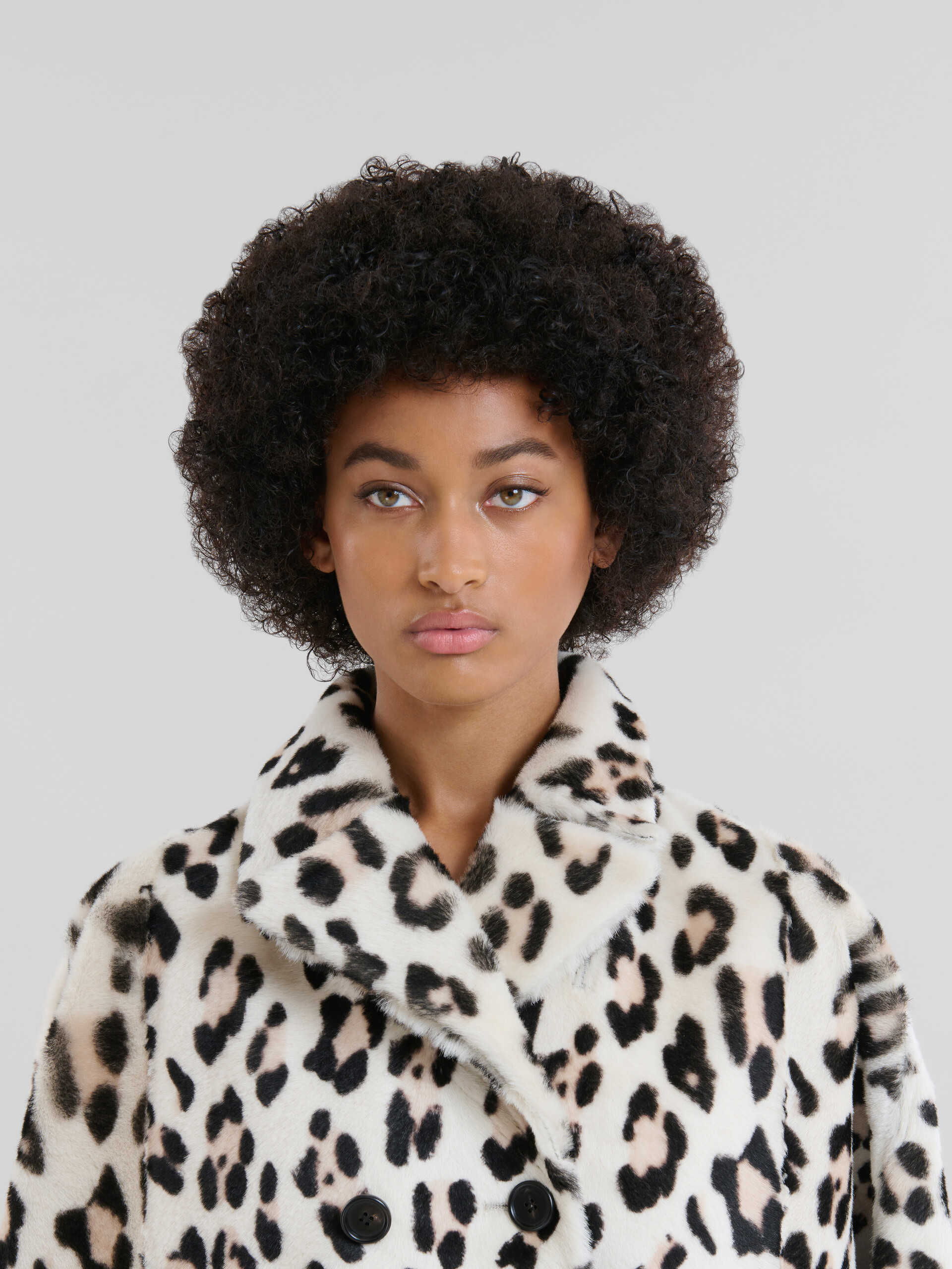 Shorn shearling cape with animalier print - Jackets - Image 4