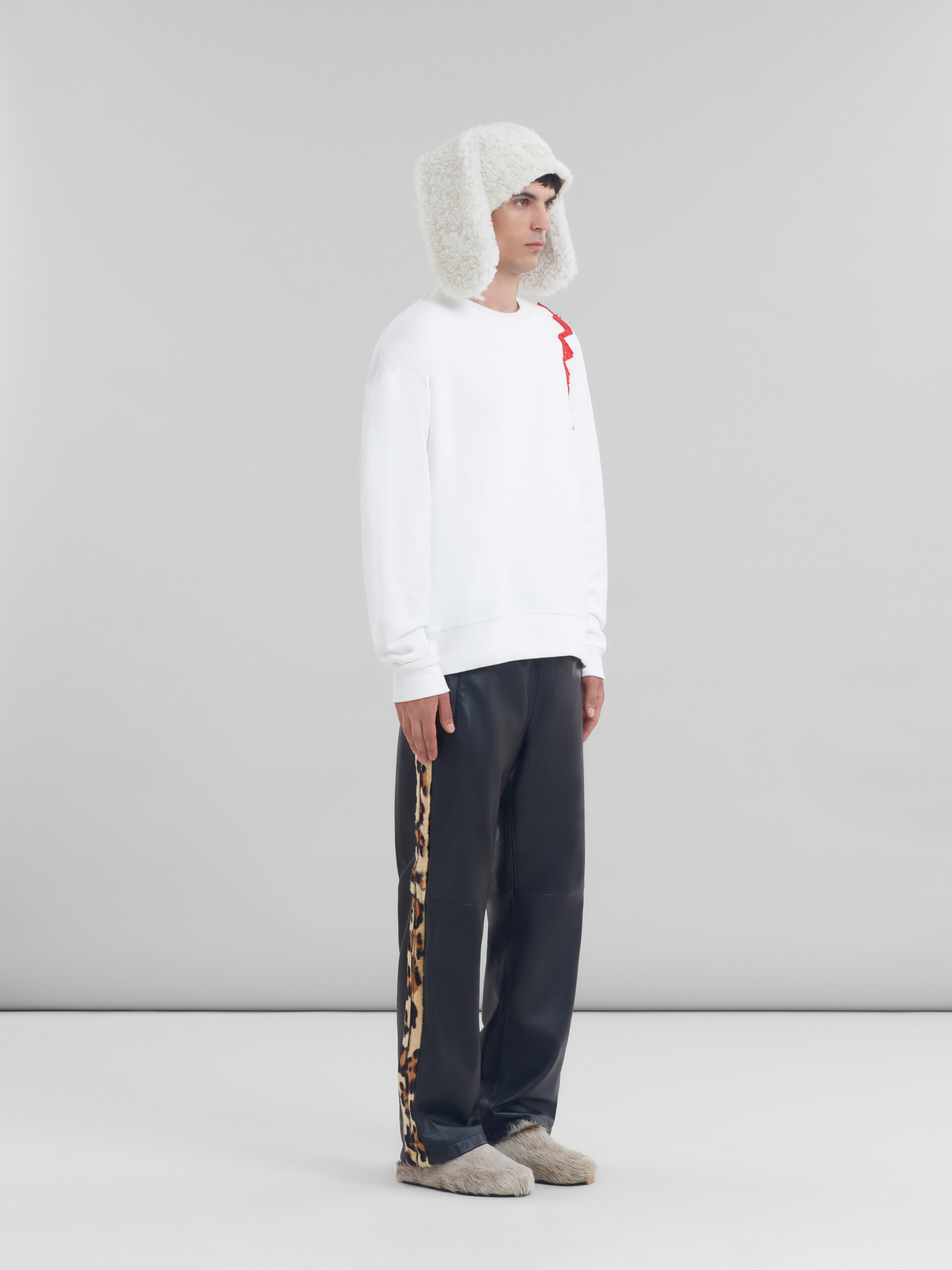 White cotton sweatshirt with Marni Mending logo - Sweaters - Image 5