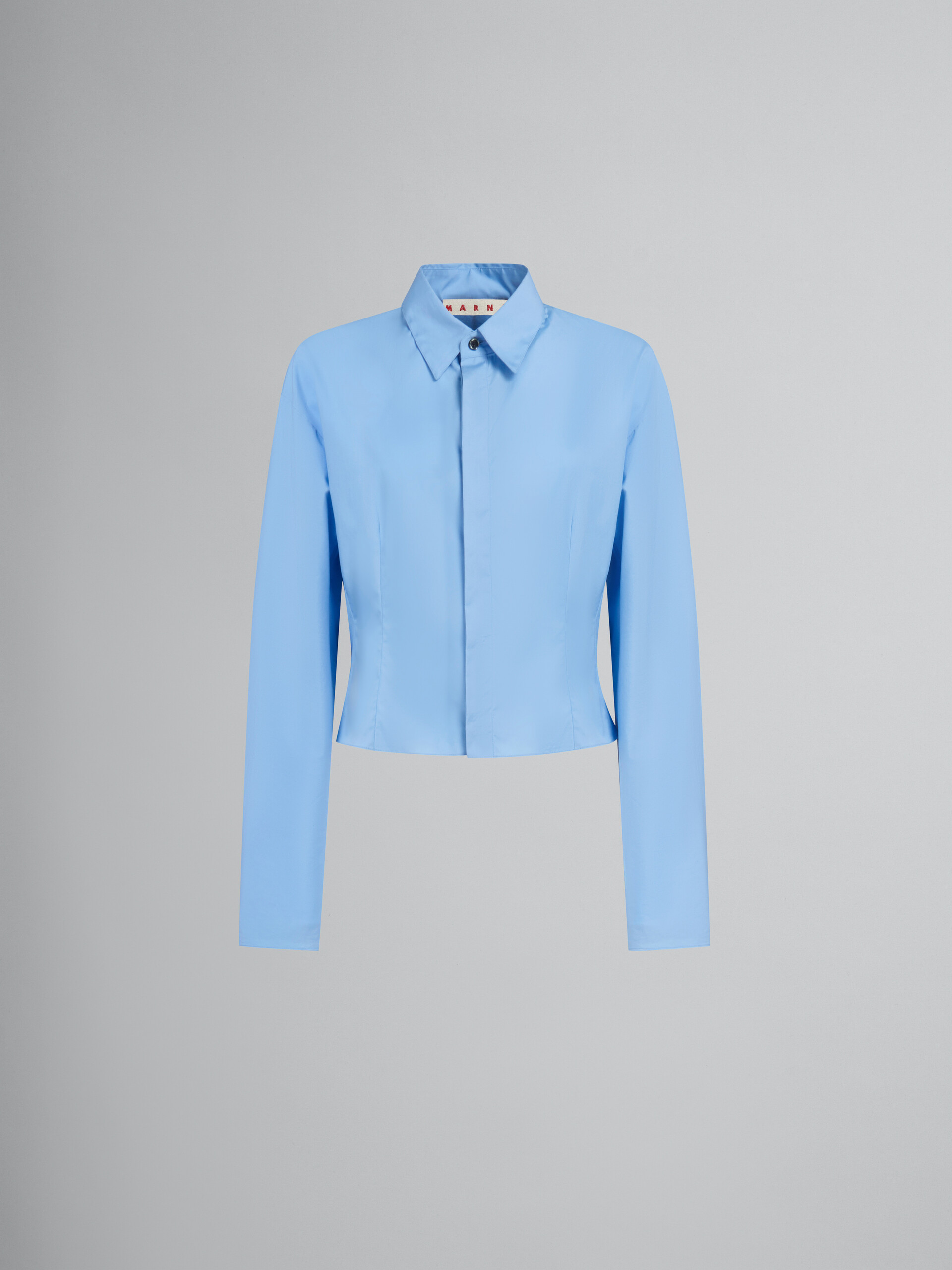 개더드 백 디테일 유기농 블루 포플린 셔츠 - 셔츠 - Image 1