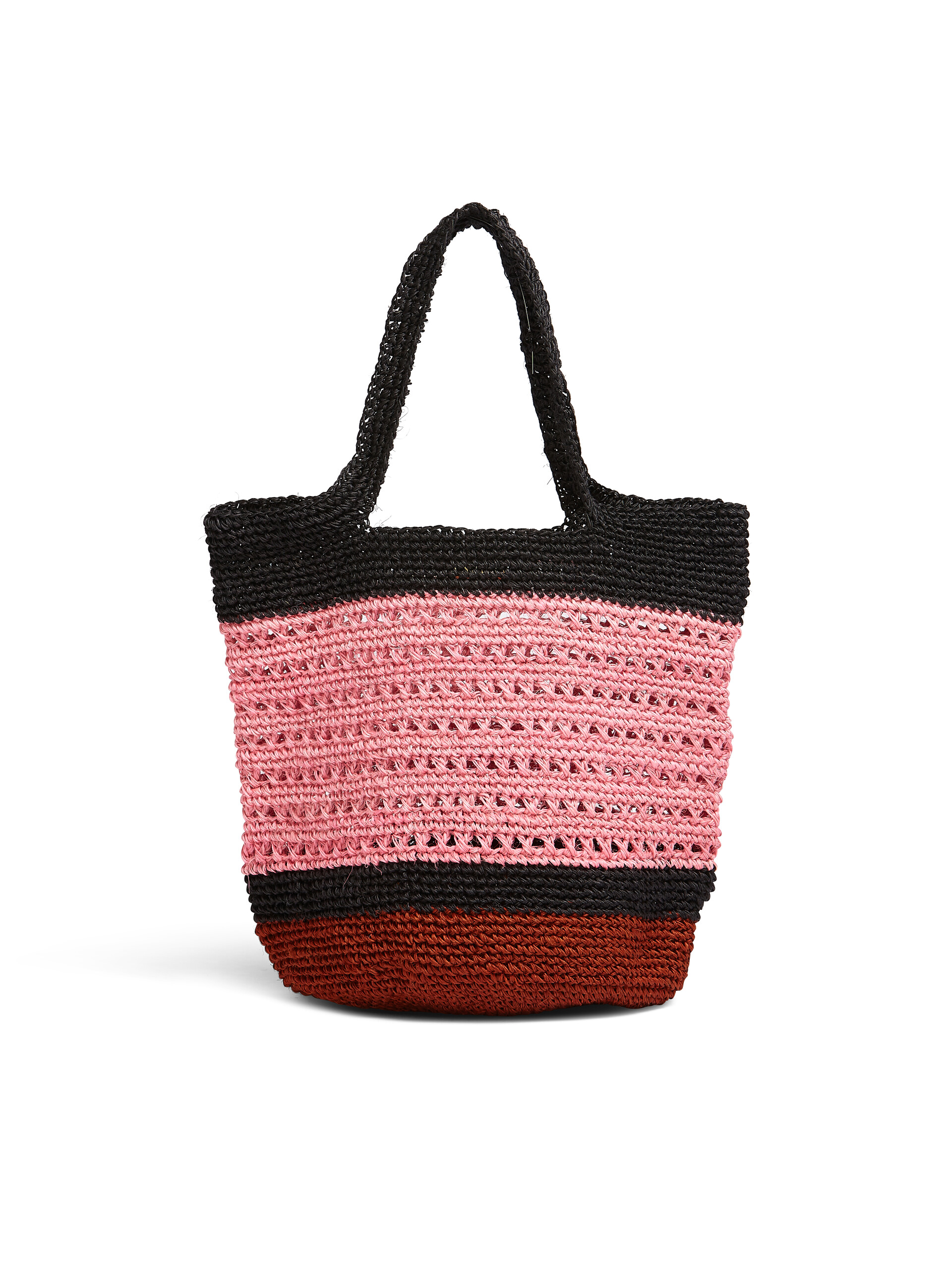 MARNI MARKET DRUM bag in pink and black natural fiber - Shopping Bags - Image 3