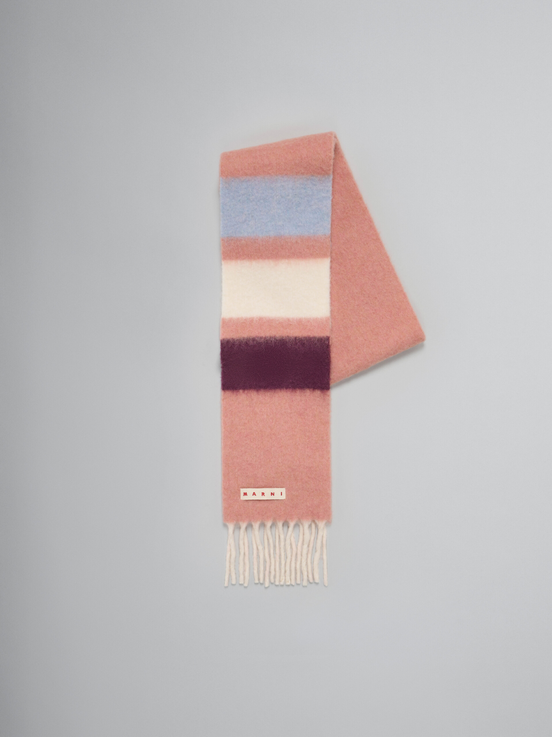 Bufanda de alpaca rosa a rayas - Bufandas - Image 1