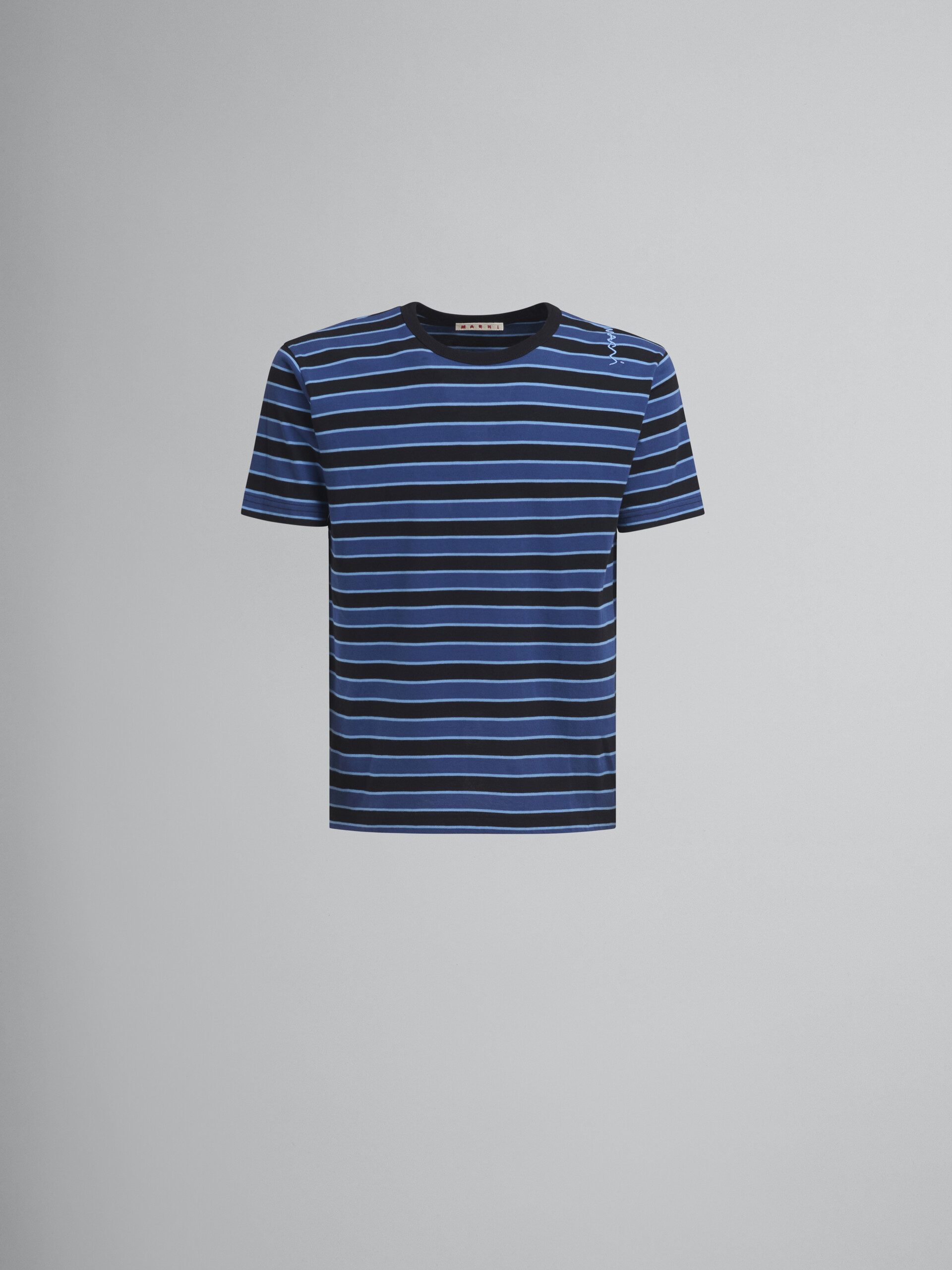 Red striped boxy cotton T-shirt - Shirts - Image 1