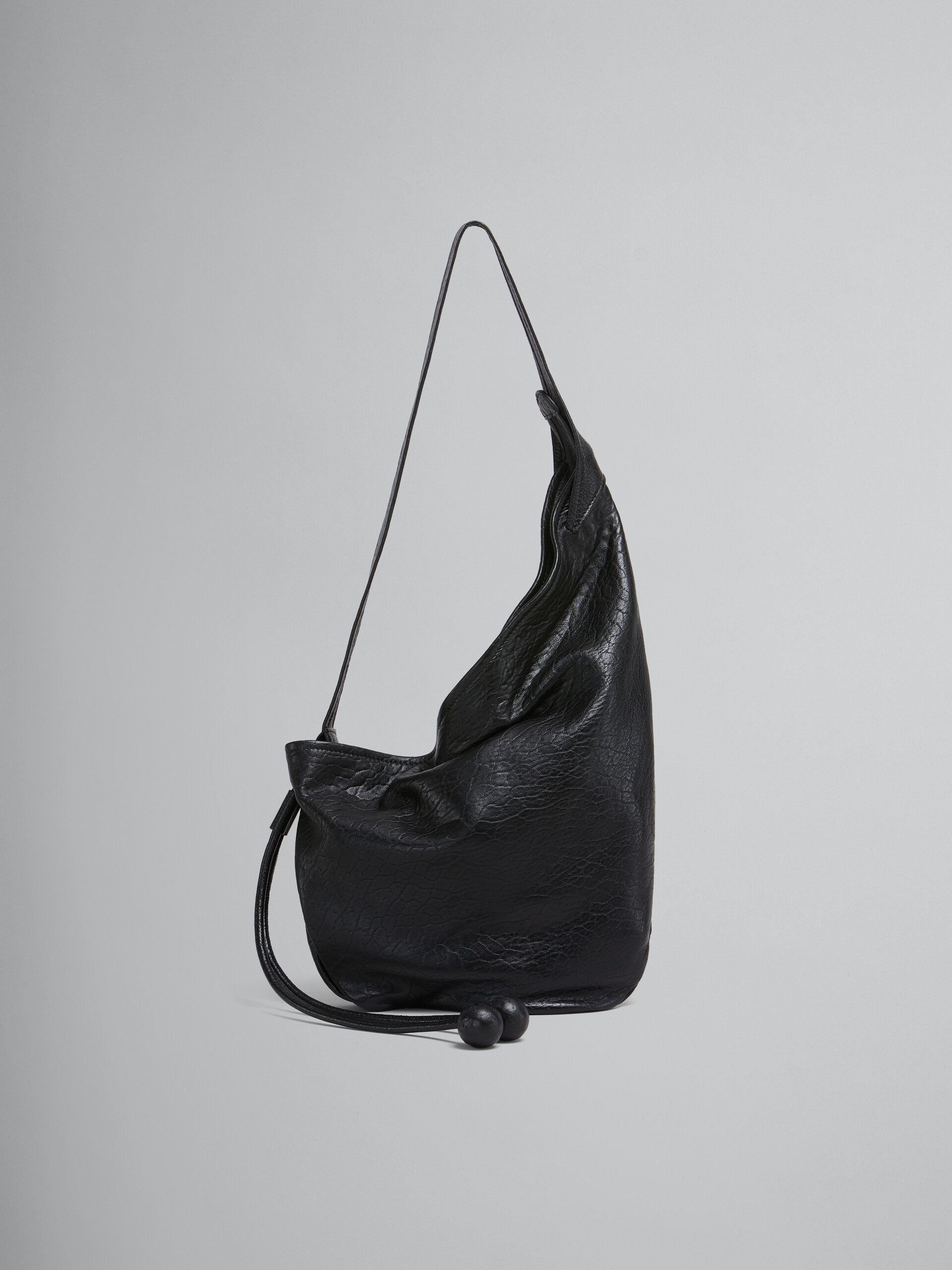 Borsa Hobo piccola in nappa marrone - Borse a spalla - Image 1