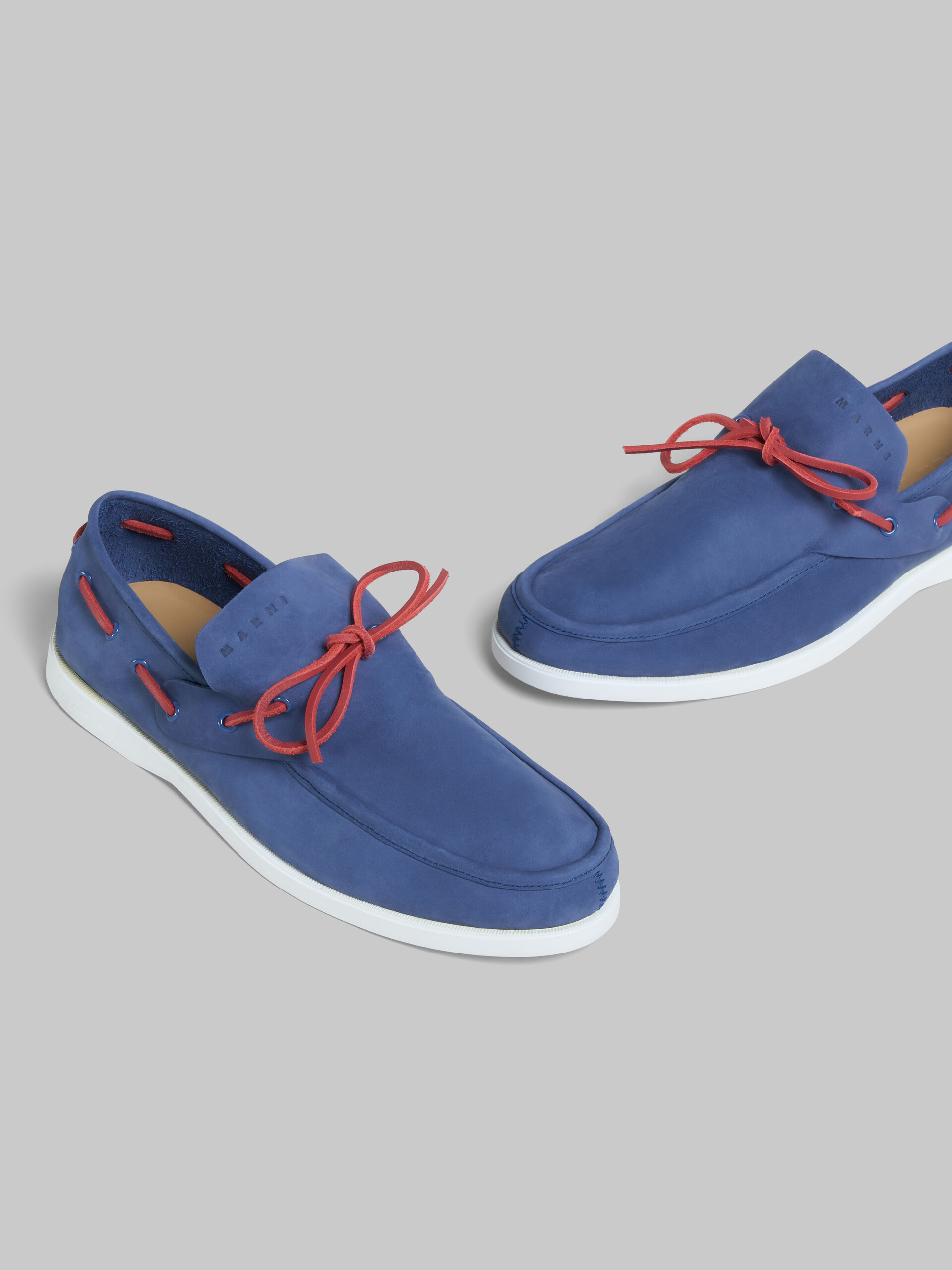 Blue nubuck boat loafer - Lace-ups - Image 5