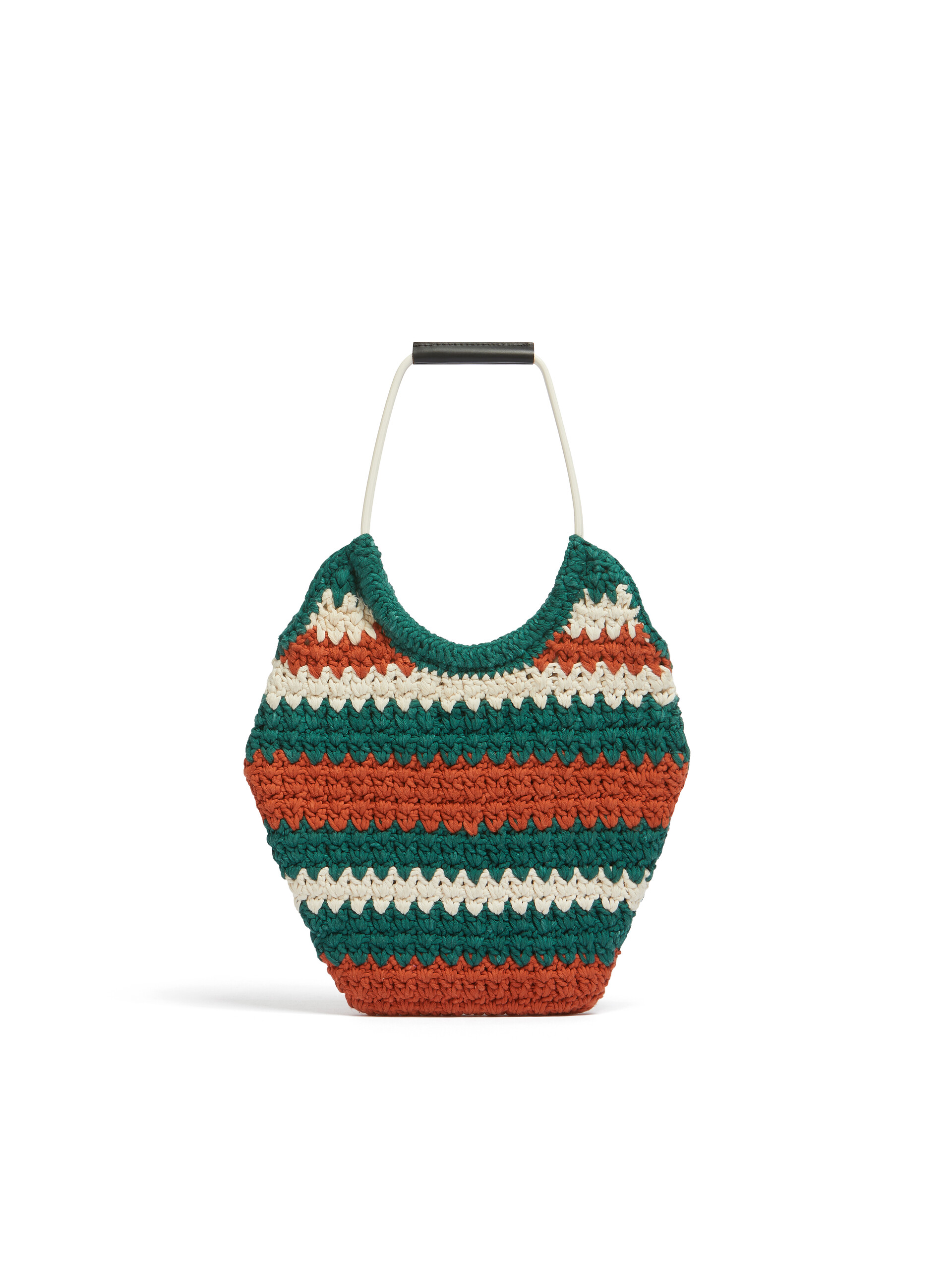 Brown striped cotton crochet MARNI MARKET handbag - Shopping Bags - Image 3