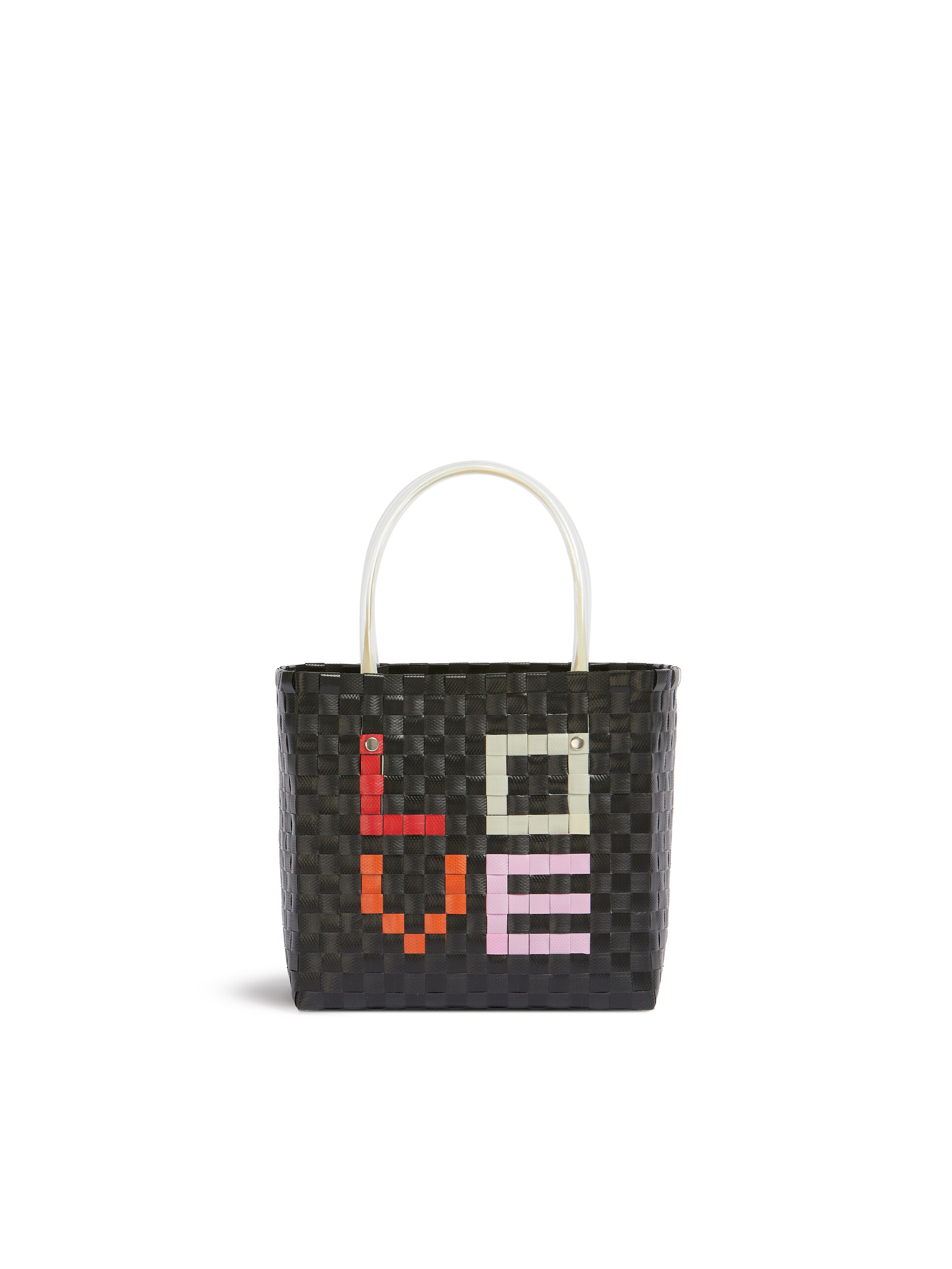 Marni Market Love Mini Basket Bag with black heart - Shopping Bags - Image 3